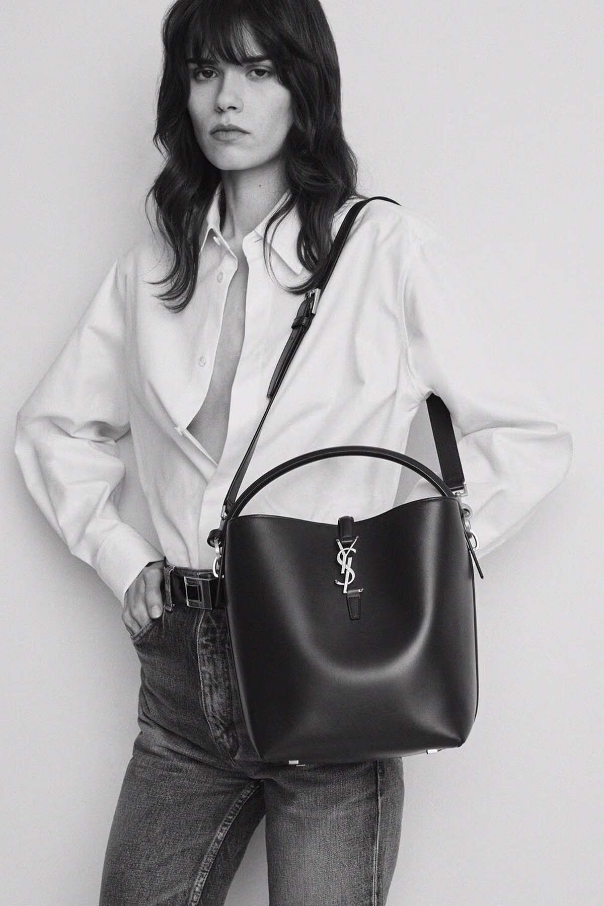 Saint Laurent Logolu Medium Deri Omuz Çantası