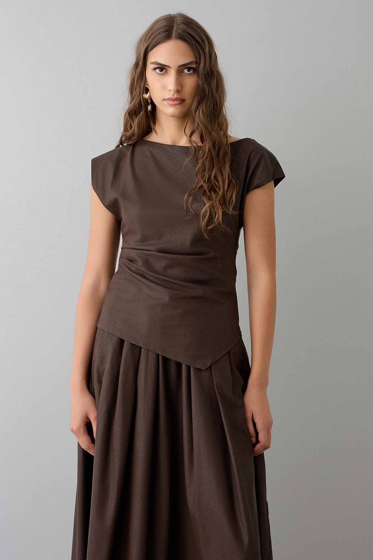 Bsb Asimetrik Kesim Deri Bluz