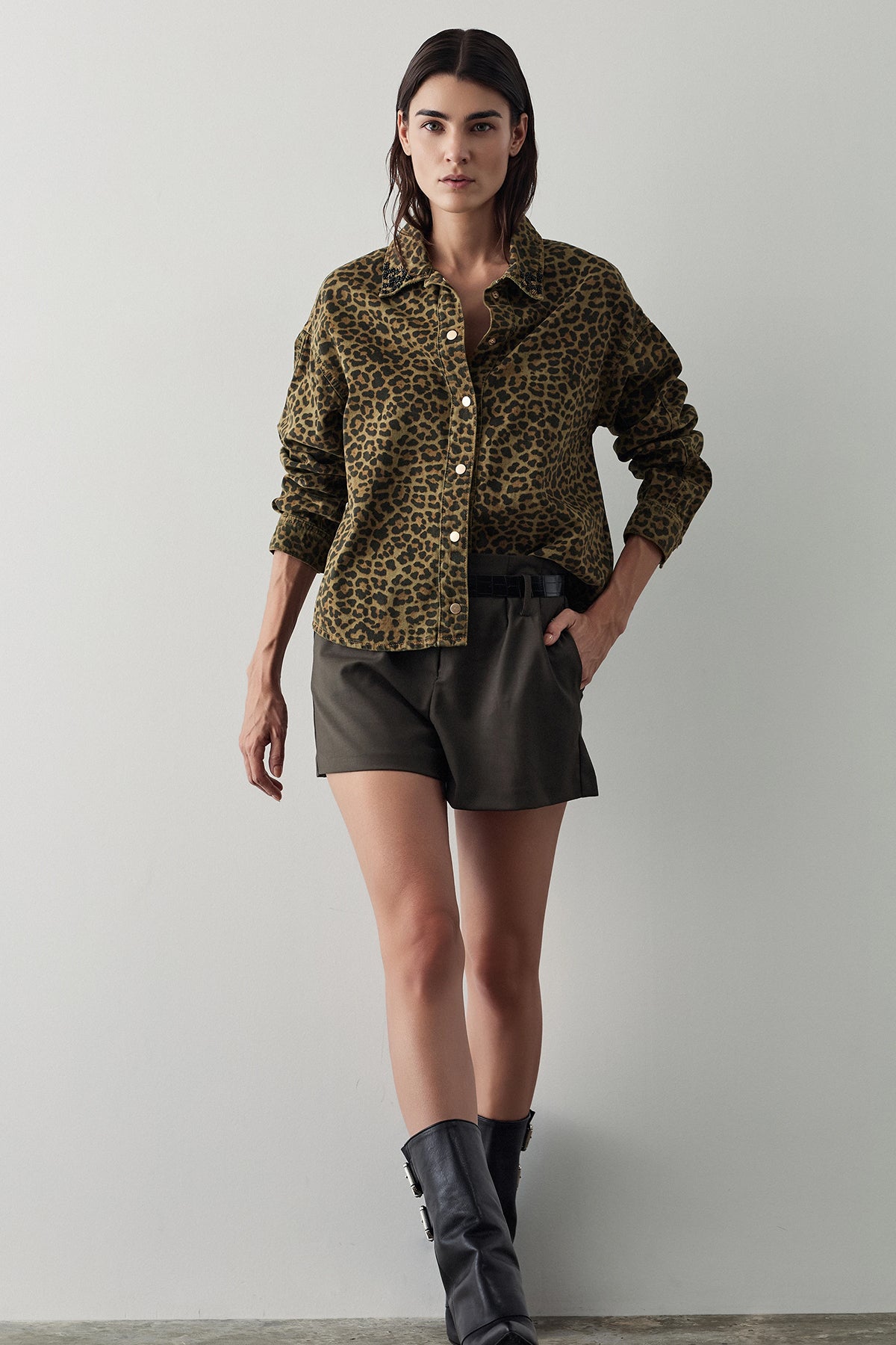 Bsb Leopar Relaxed Fit Desenli Gömlek Ceket-Gömlek-Libas