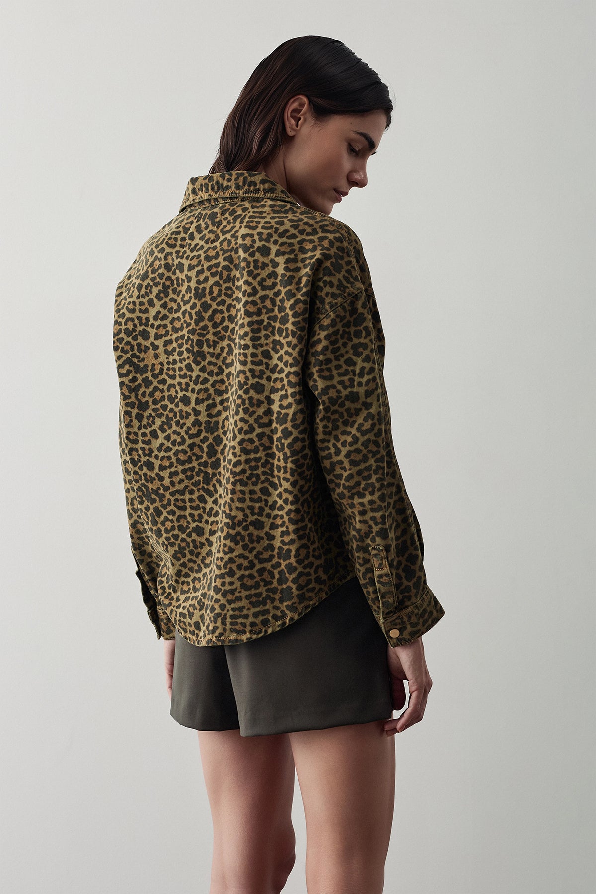 Bsb Leopar Relaxed Fit Desenli Gömlek Ceket-Gömlek-Libas