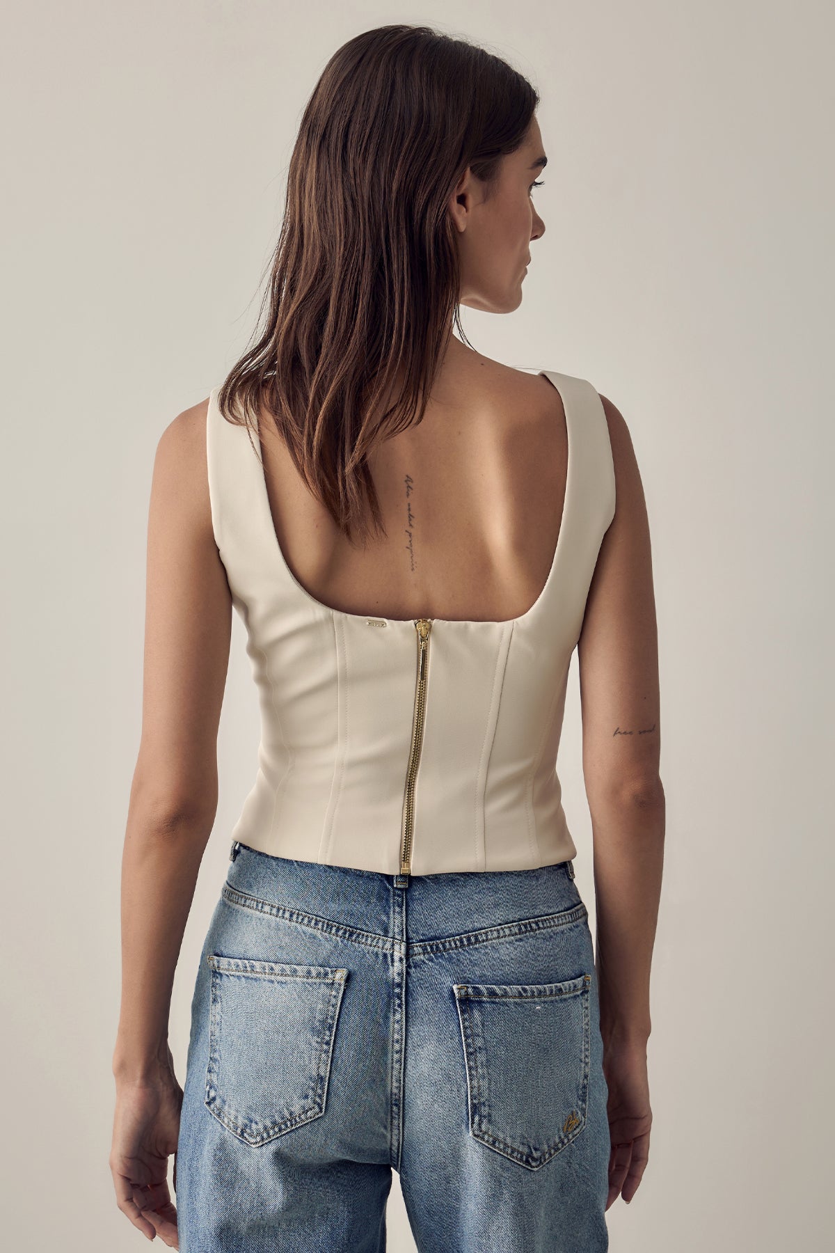 Bsb Kare Yaka Slim Fit Fermuarlı Bluz-Bluz-Libas