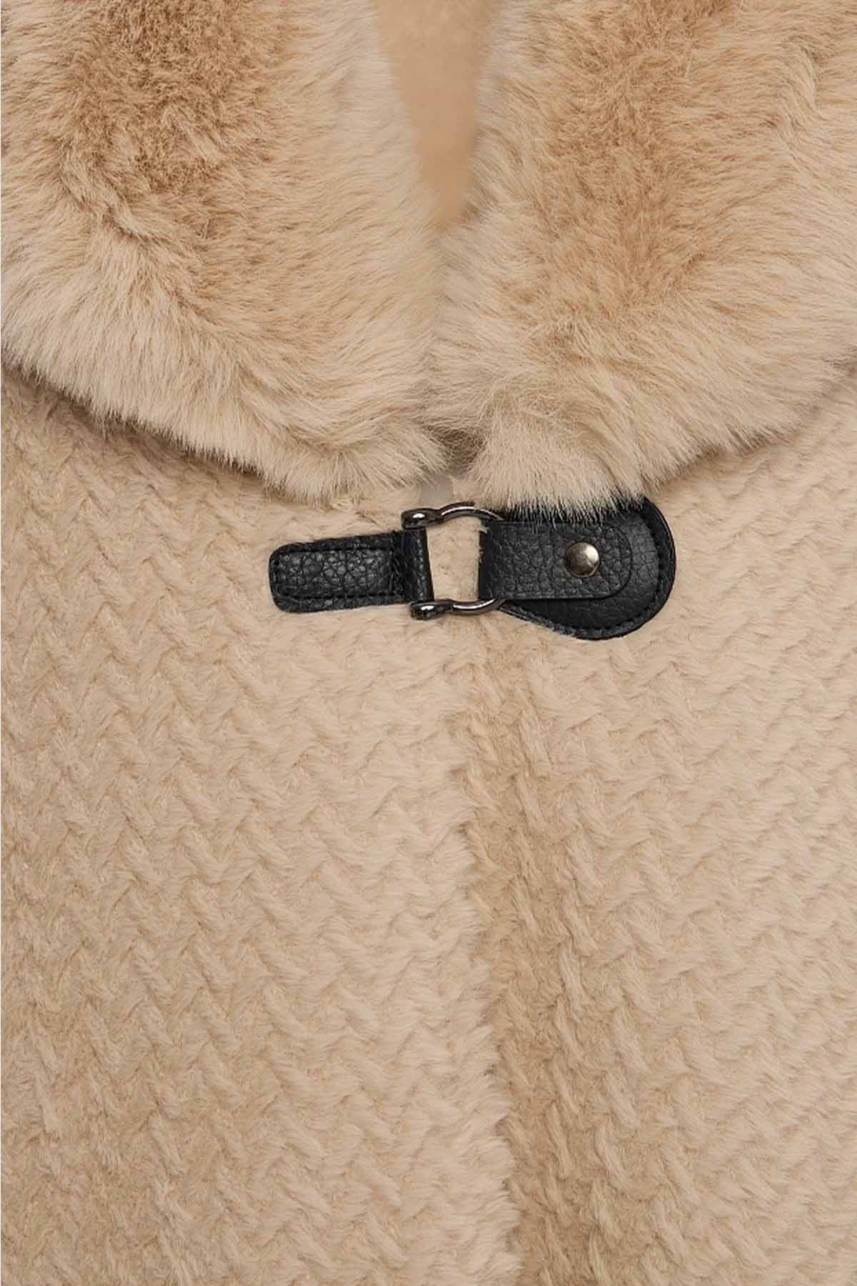 Bsb Relaxed Fit Peluş Panço Ceket