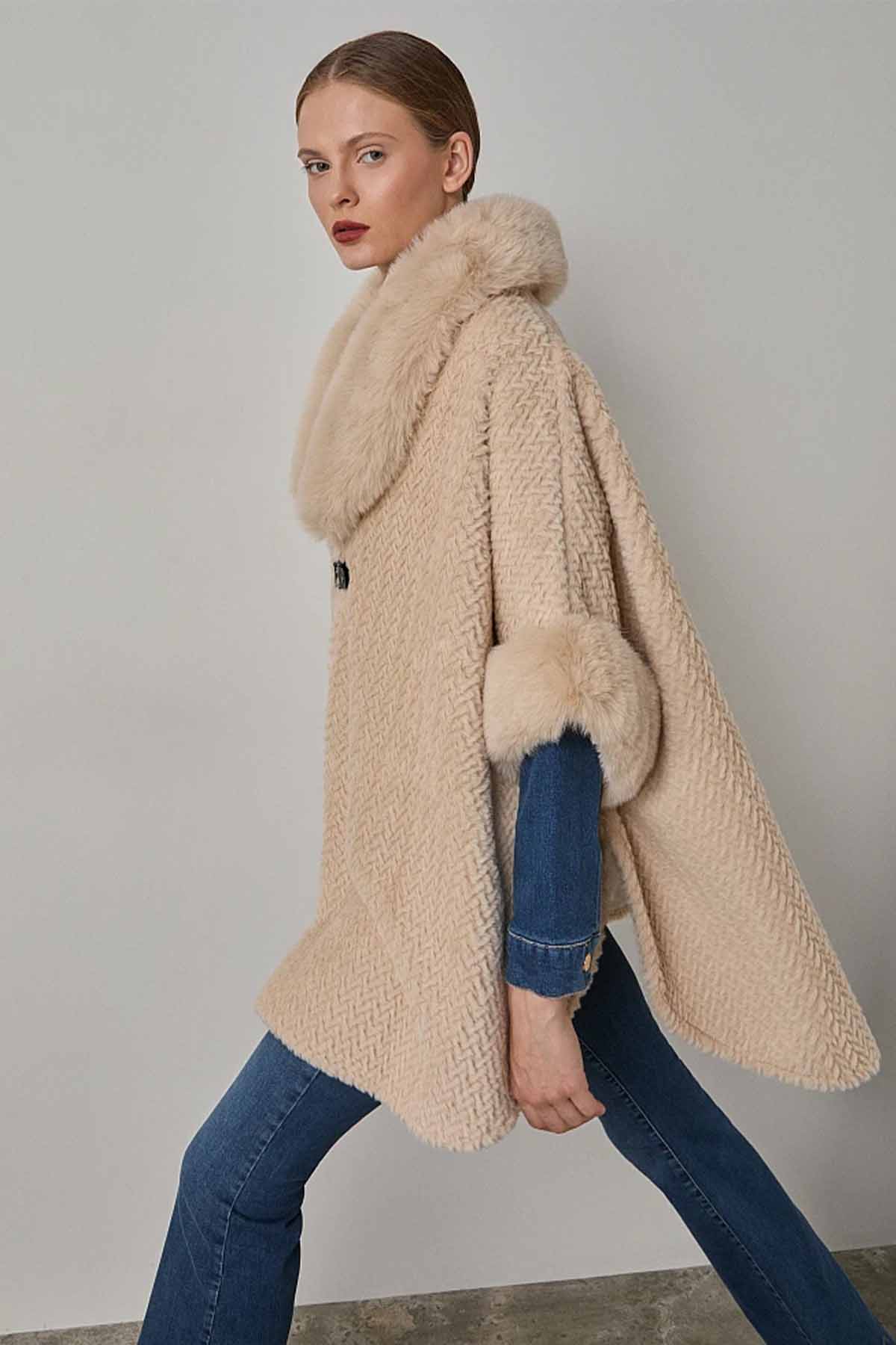 Bsb Relaxed Fit Peluş Panço Ceket