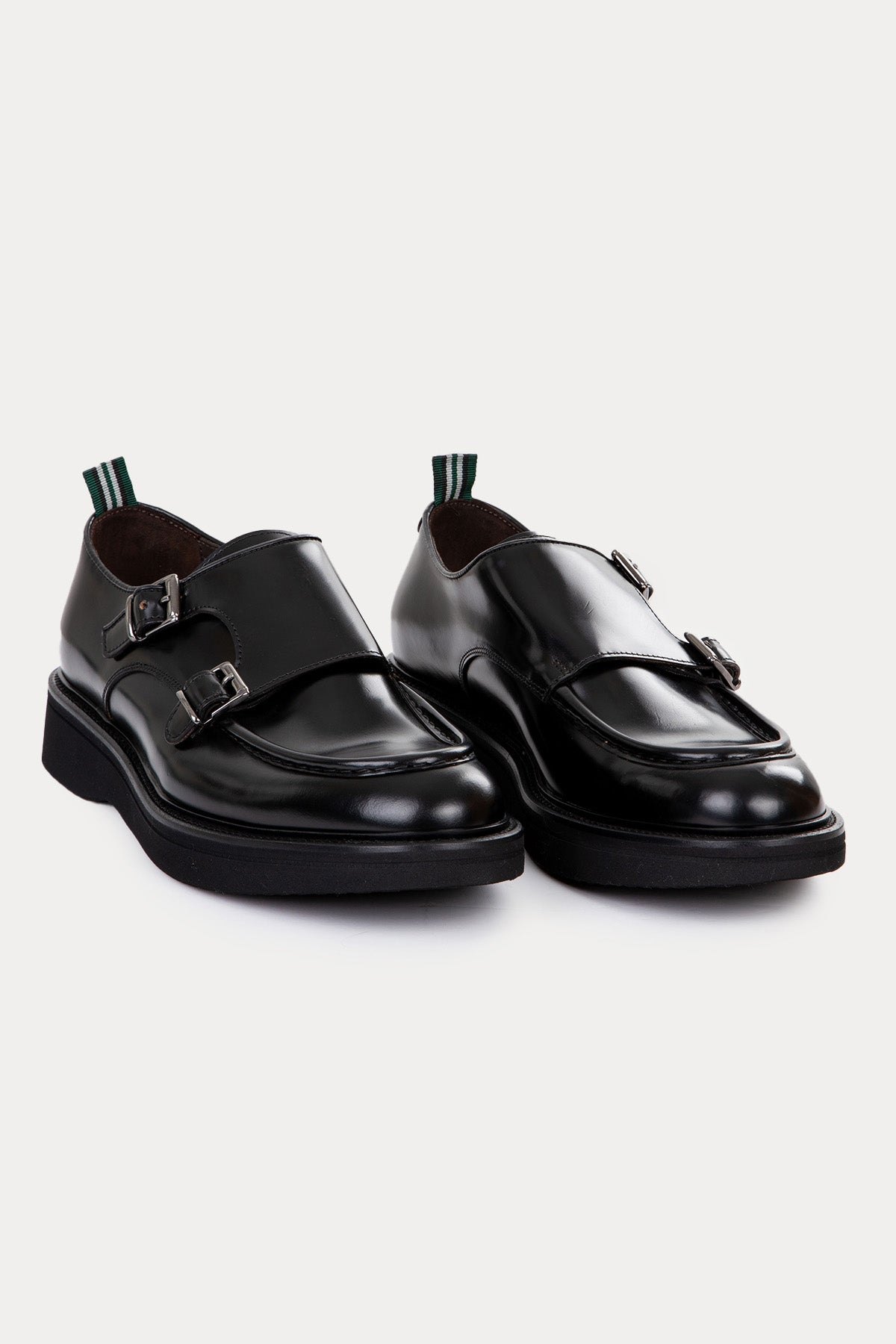 Green George Çift Tokalı Deri Loafer Ayakkabı 4030 POLISHED NERO