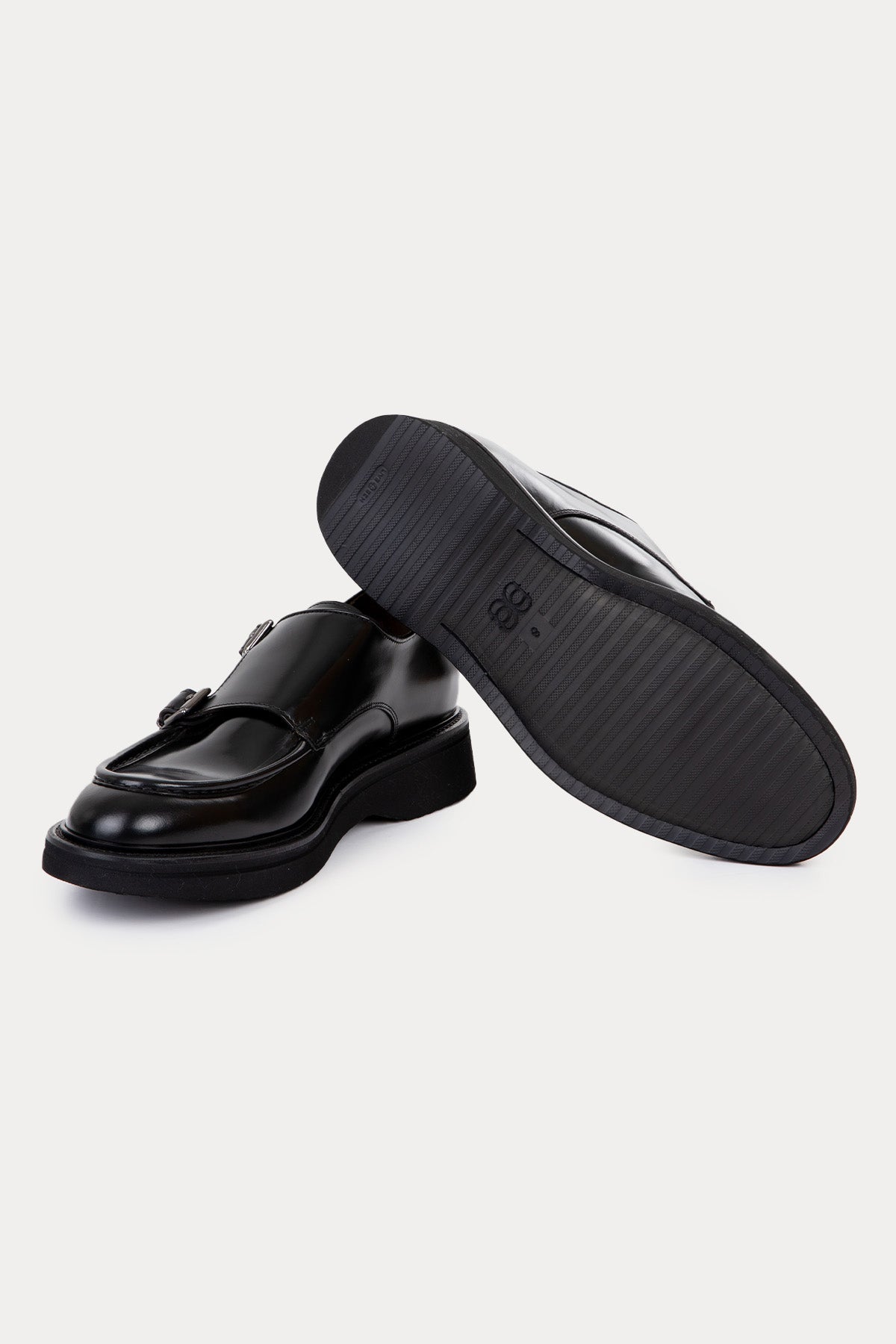 Green George Çift Tokalı Deri Loafer Ayakkabı 4030 POLISHED NERO