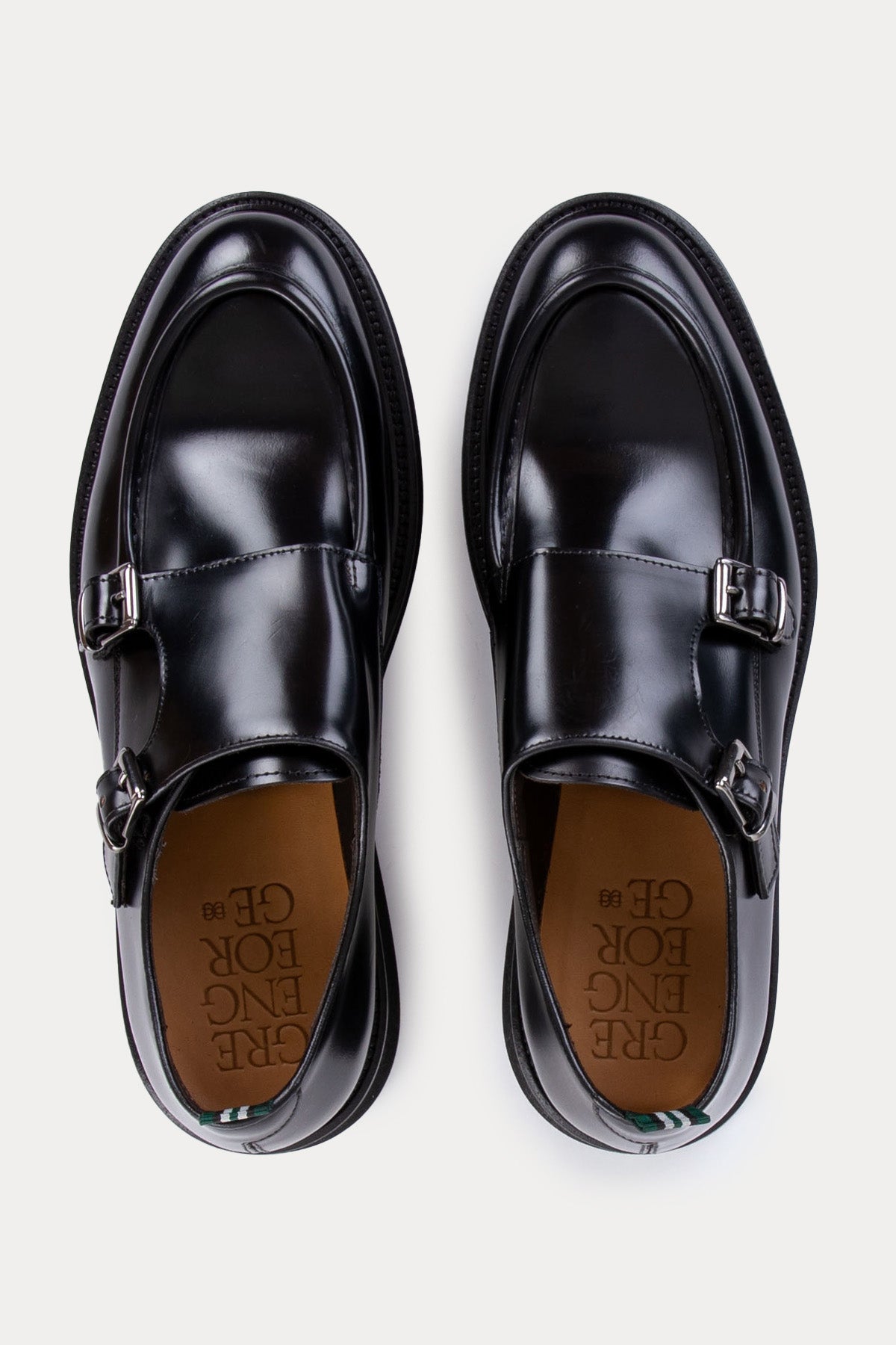 Green George Çift Tokalı Deri Loafer Ayakkabı 4030 POLISHED NERO