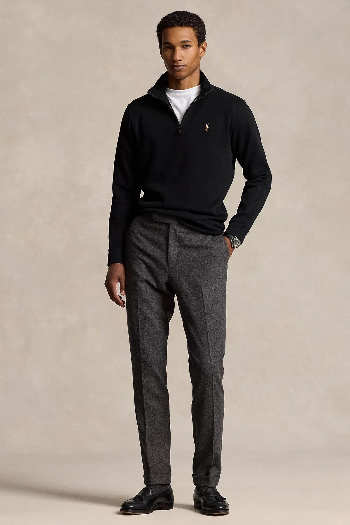 Polo Ralph Lauren Estate Rib Dik Yaka Yarım Fermuarlı Sweatshirt-Sweatshirt-Libas