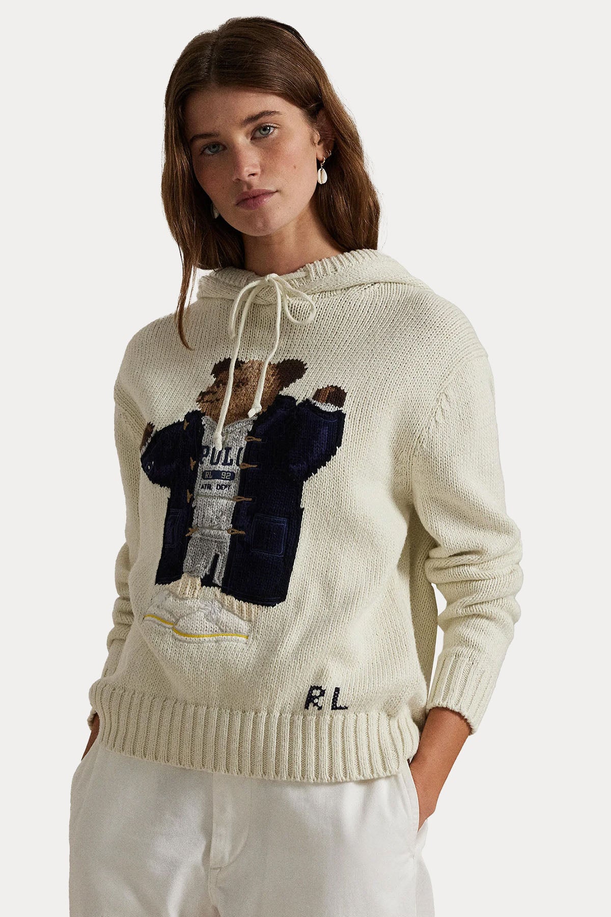 Polo Ralph Lauren Relaxed Fit Kapüşonlu Polo Bear Örgü Triko