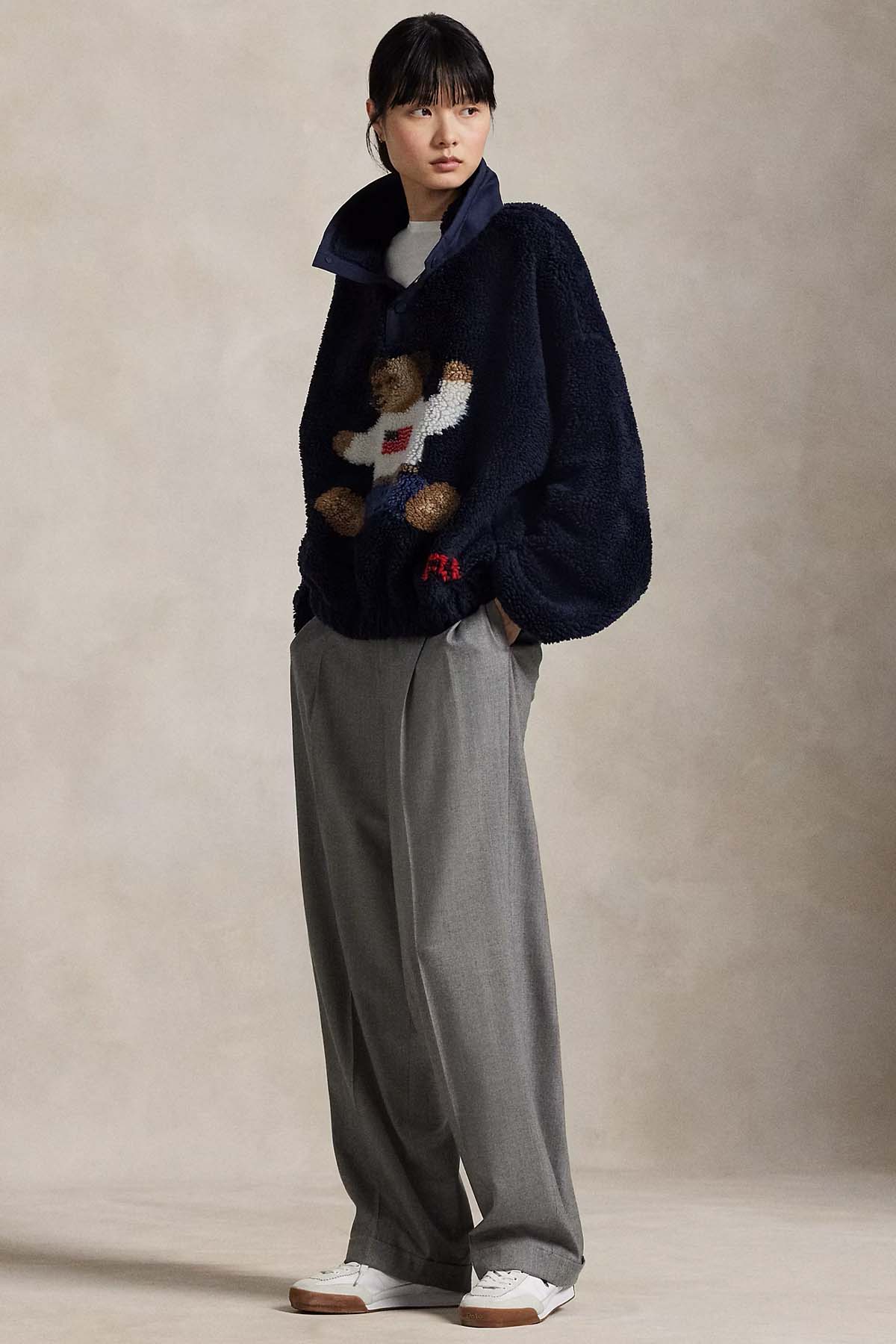 Polo Ralph Lauren Relaxed Fit Dik Yaka Peluş Polo Bear Sweatshirt