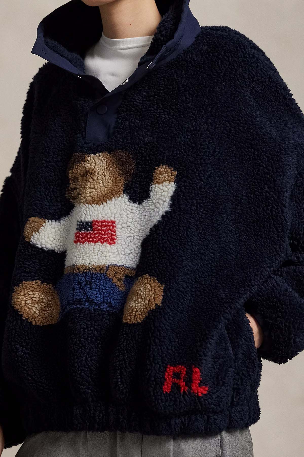 Polo Ralph Lauren Relaxed Fit Dik Yaka Peluş Polo Bear Sweatshirt