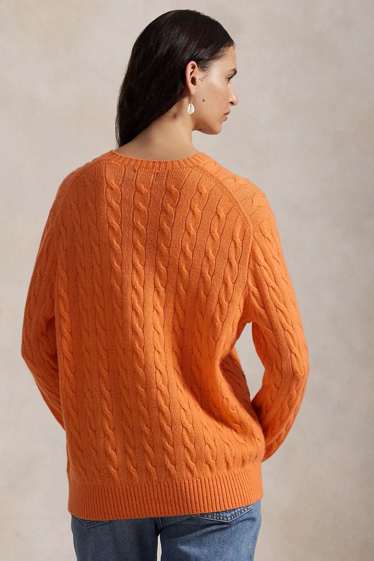 Polo Ralph Lauren Kaşmir Slim Fit Yuvarlak Yaka Saç Örgü Yün Triko