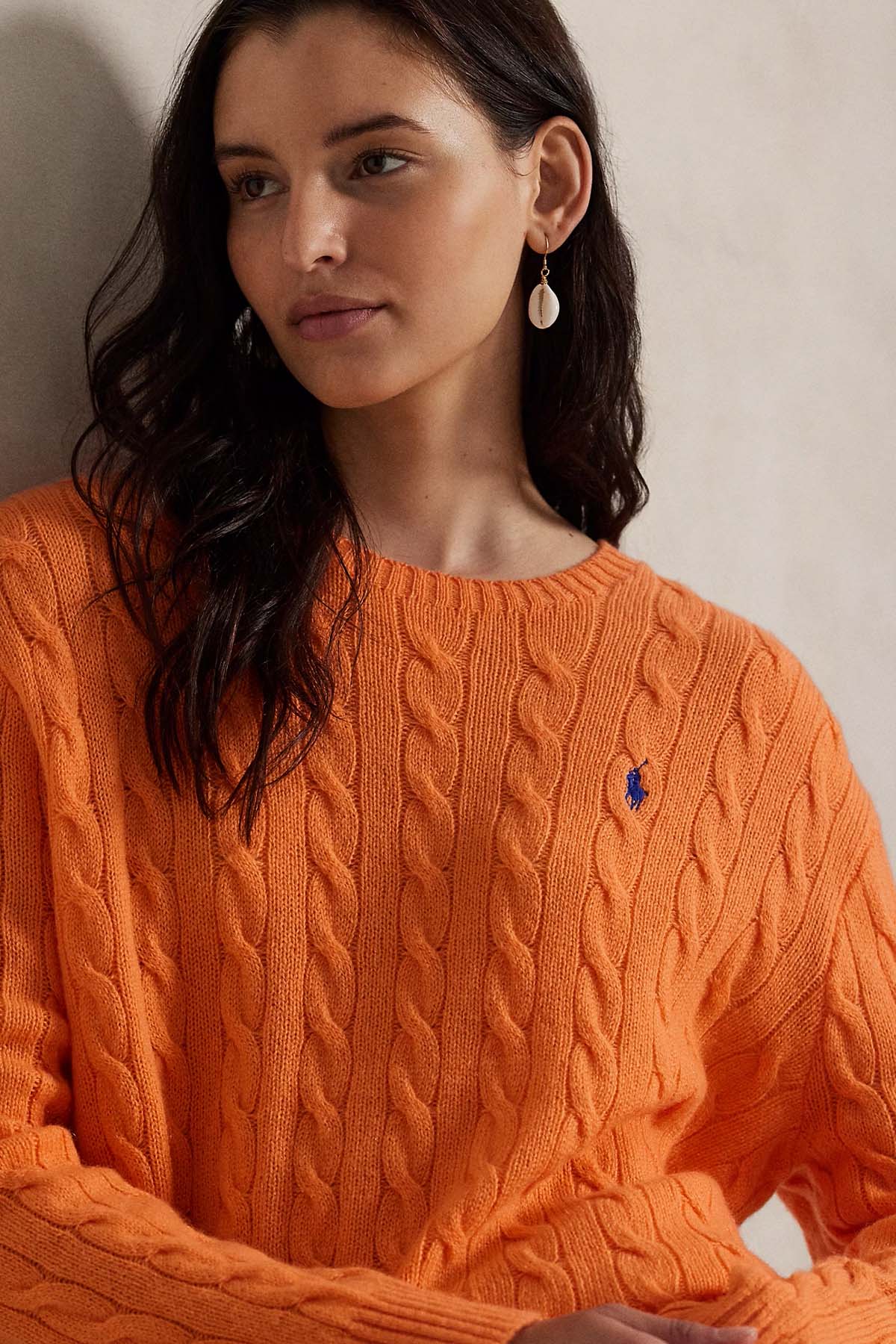 Polo Ralph Lauren Kaşmir Slim Fit Yuvarlak Yaka Saç Örgü Yün Triko