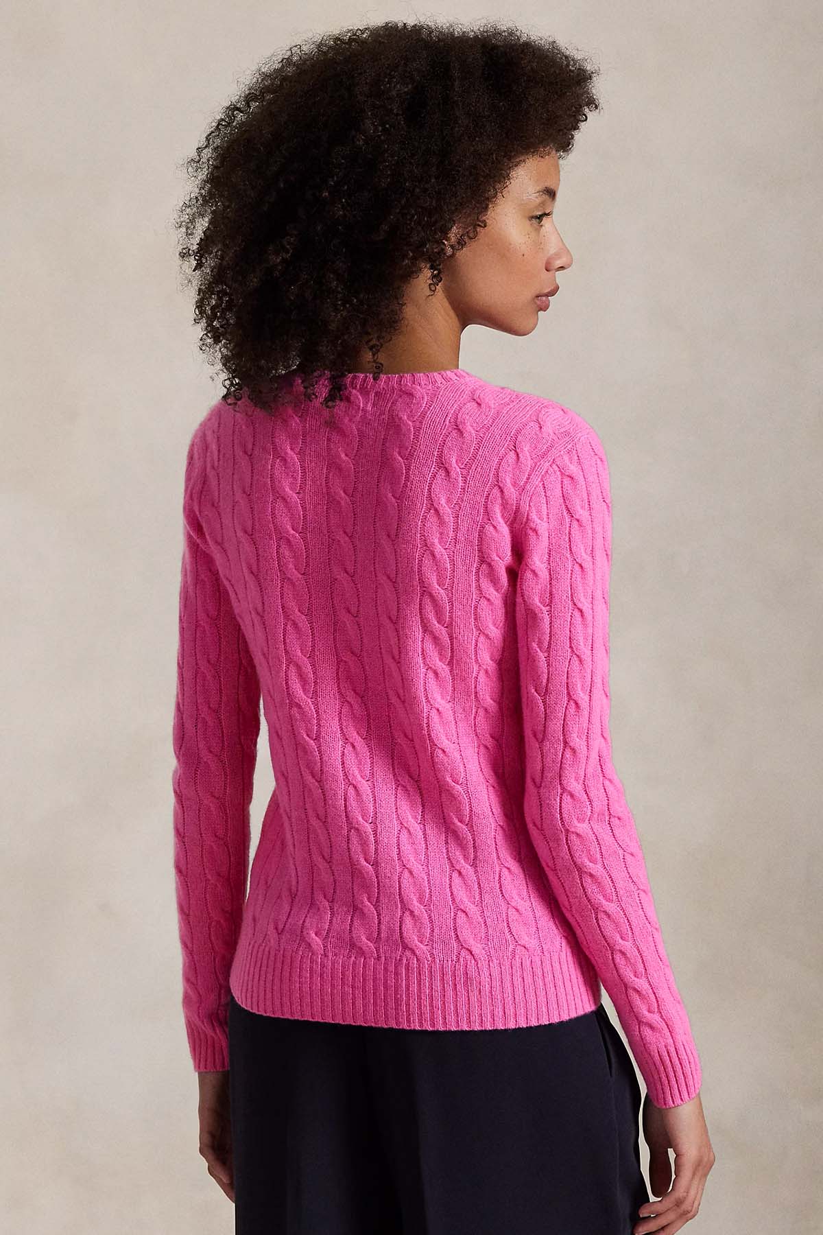 Polo Ralph Lauren Kaşmir Slim Fit Yuvarlak Yaka Saç Örgü Yün Triko