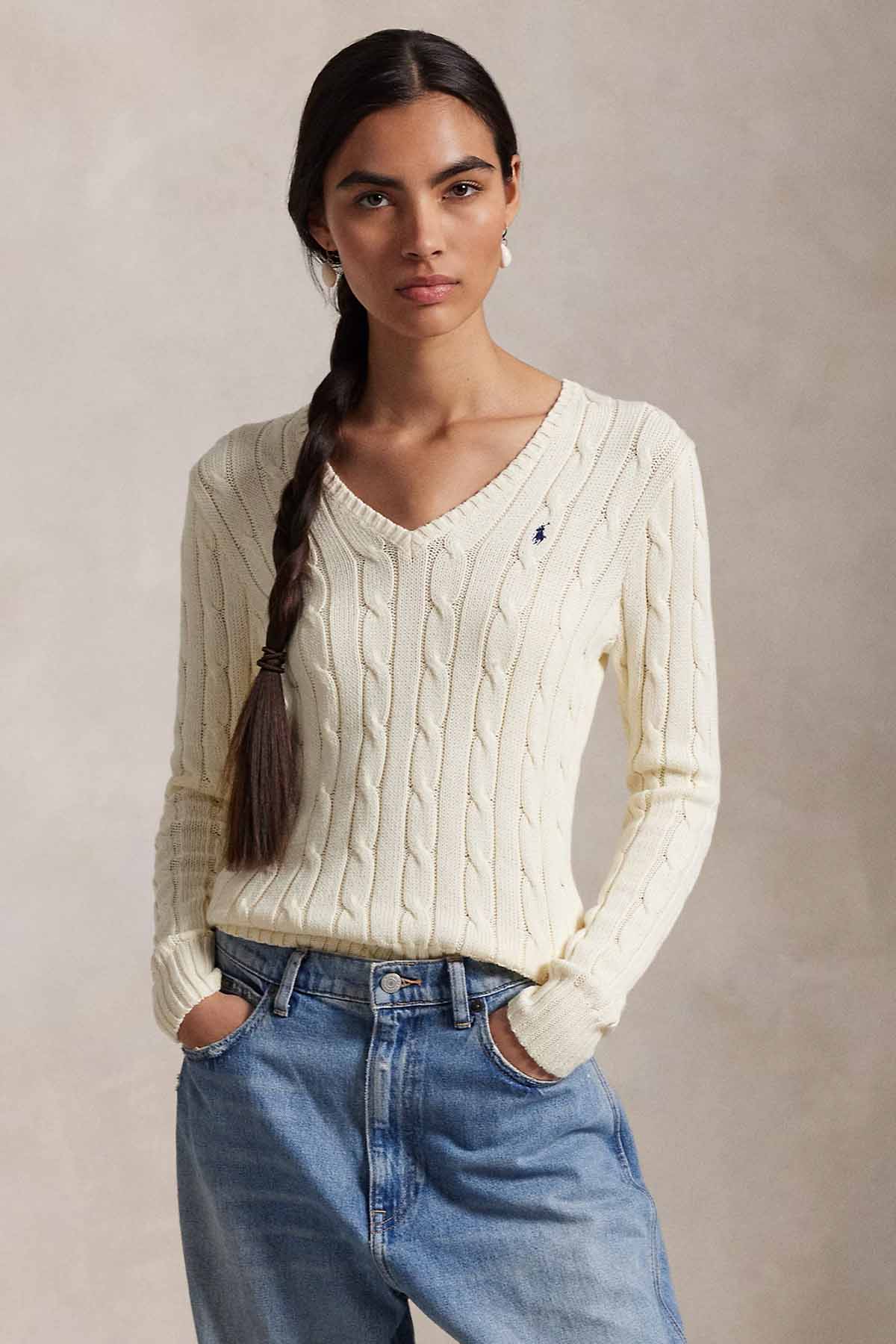 Polo Ralph Lauren Slim Fit V Yaka Saç Örgü Triko