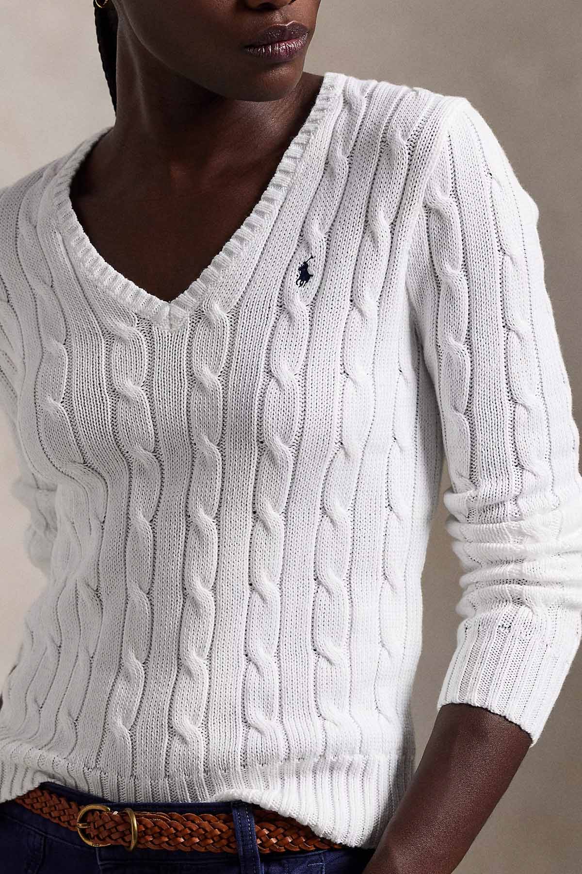 Polo Ralph Lauren Slim Fit V Yaka Saç Örgü Triko