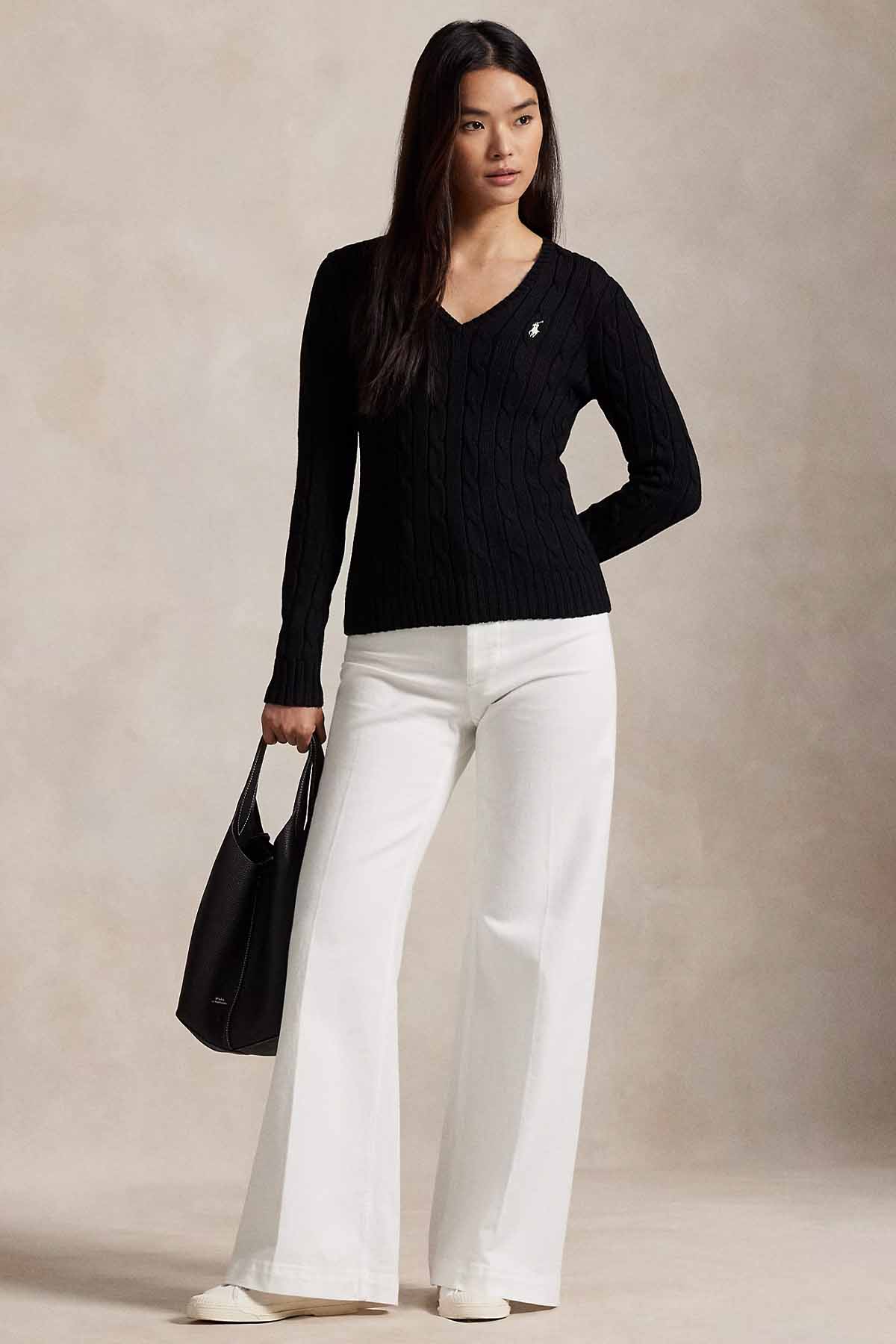 Polo Ralph Lauren Slim Fit V Yaka Saç Örgü Triko