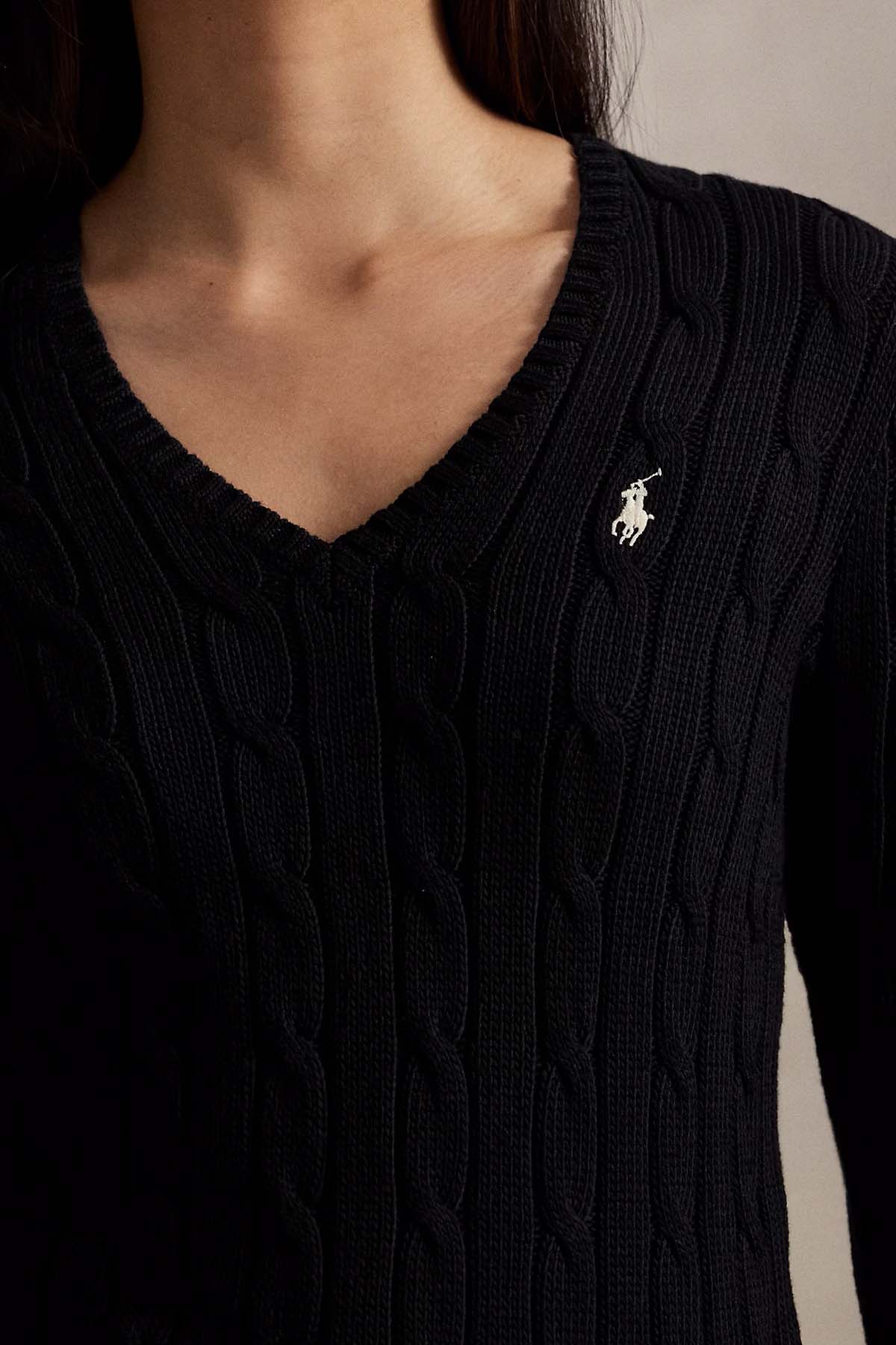 Polo Ralph Lauren Slim Fit V Yaka Saç Örgü Triko