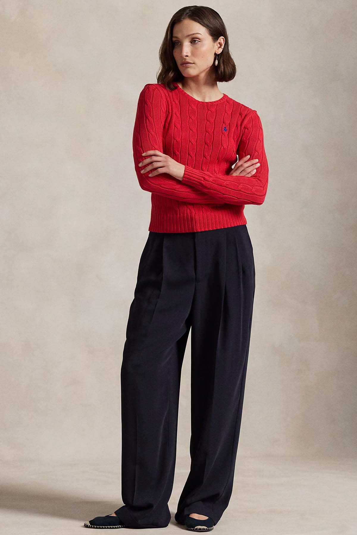 Polo Ralph Lauren Slim Fit Yuvarlak Yaka Saç Örgü Triko