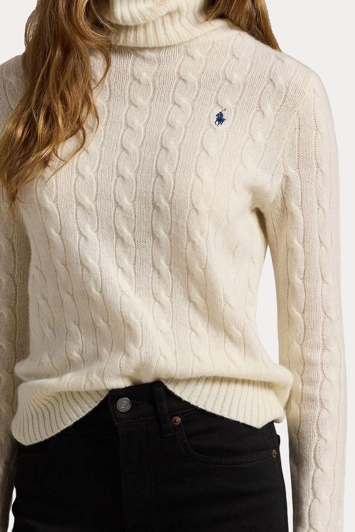 Polo Ralph Lauren Kaşmir Balıkçı Yaka Saç Örgü Yün Triko