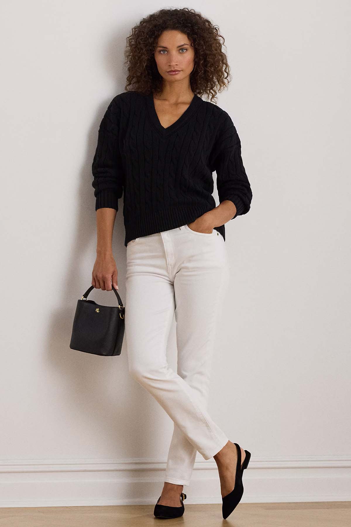 Polo Ralph Lauren Relaxed Fit V Yaka Saç Örgü Triko