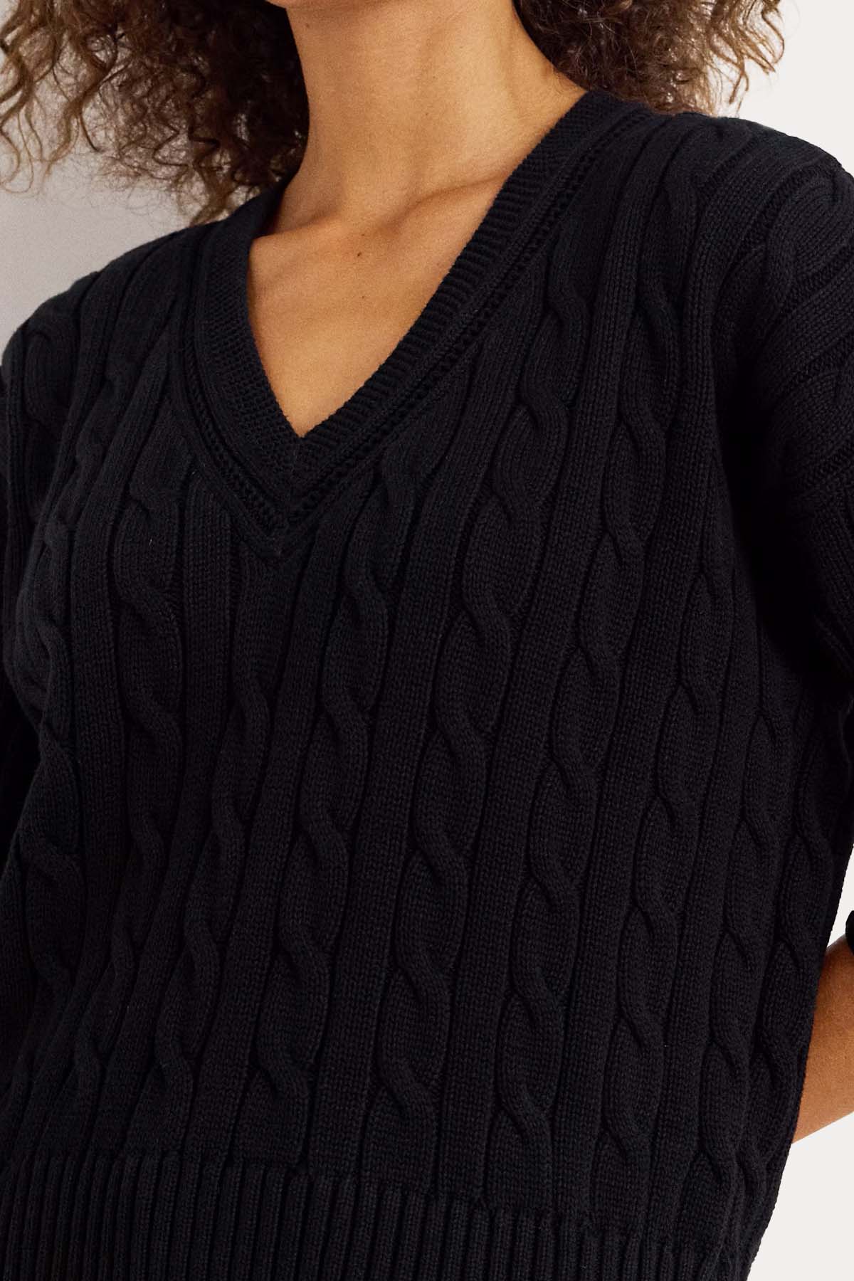 Polo Ralph Lauren Relaxed Fit V Yaka Saç Örgü Triko