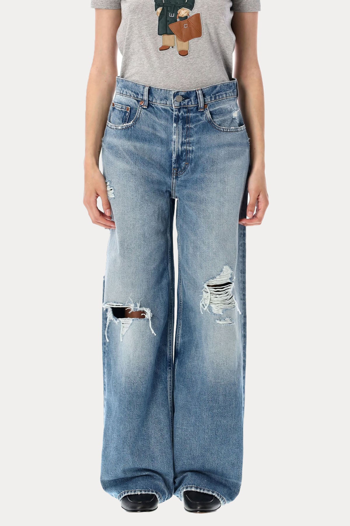 Polo Ralph Lauren Straight Fit Dizi Yırtık Yıkamalı Jeans