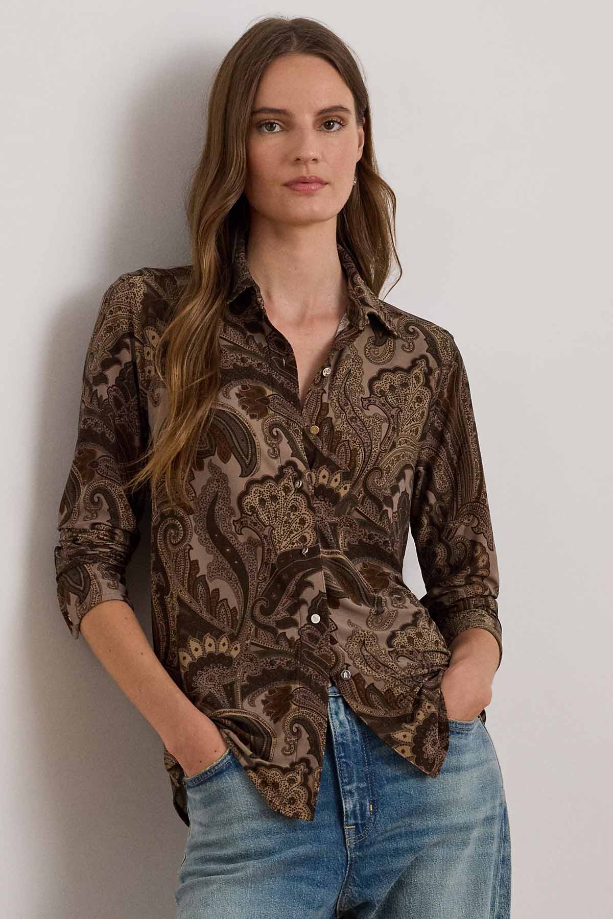 Polo Ralph Lauren Slim Fit Paisley Desenli Streç Gömlek