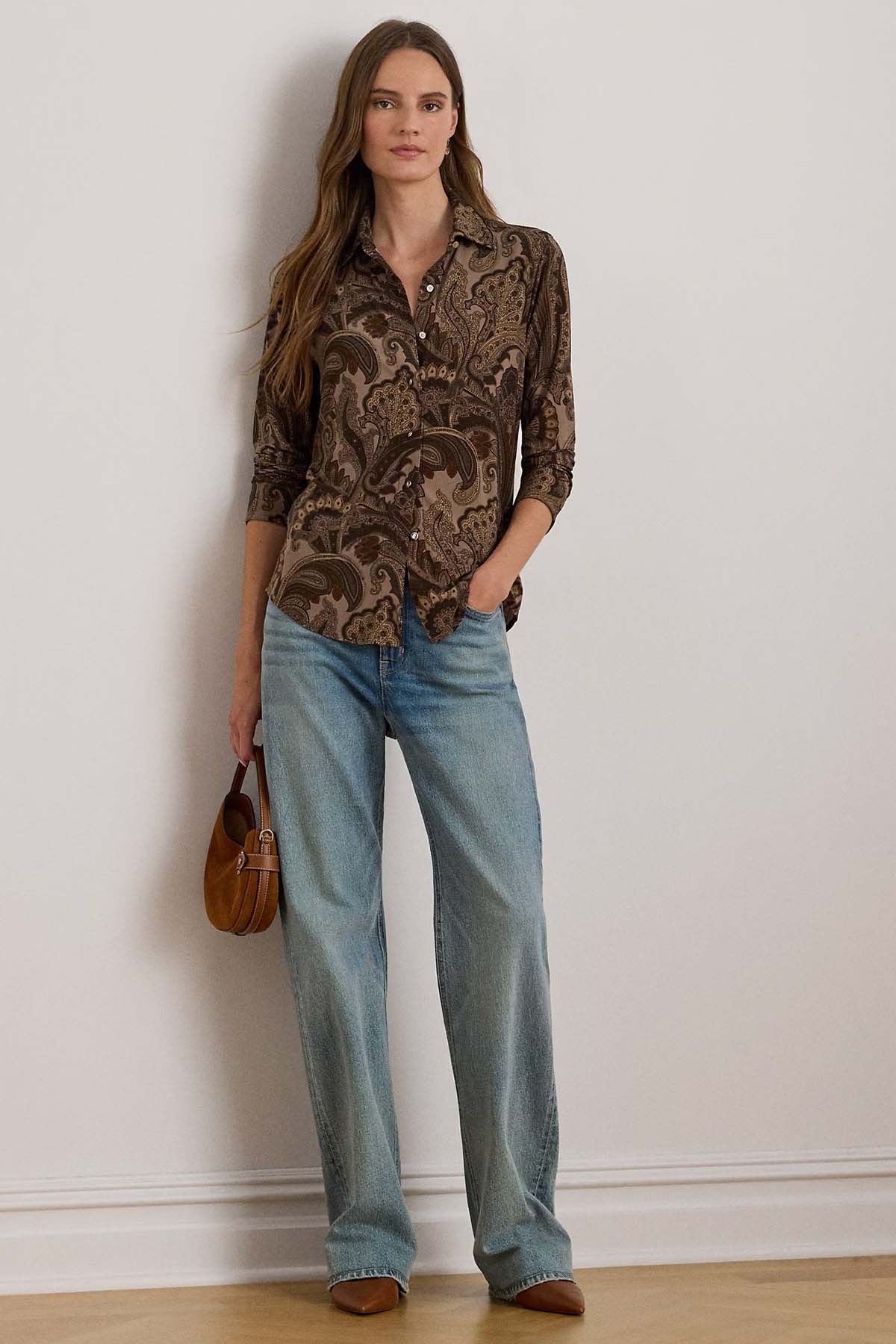 Polo Ralph Lauren Slim Fit Paisley Desenli Streç Gömlek