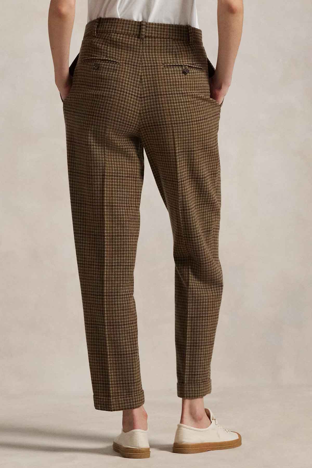 Polo Ralph Lauren Straight Fit Tek Pile Kazayağı Desenli Yandan Cepli Yün Pantolon