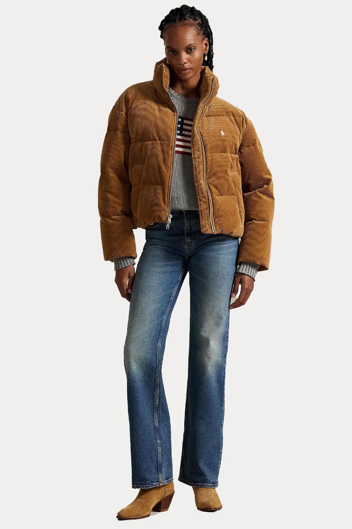 90s Polo Ralph Lauren イタリア製　アンゴラ混JKT 42 Polo Ralph Lauren Dik Yaka Kadife Puffer Mont 211971178002