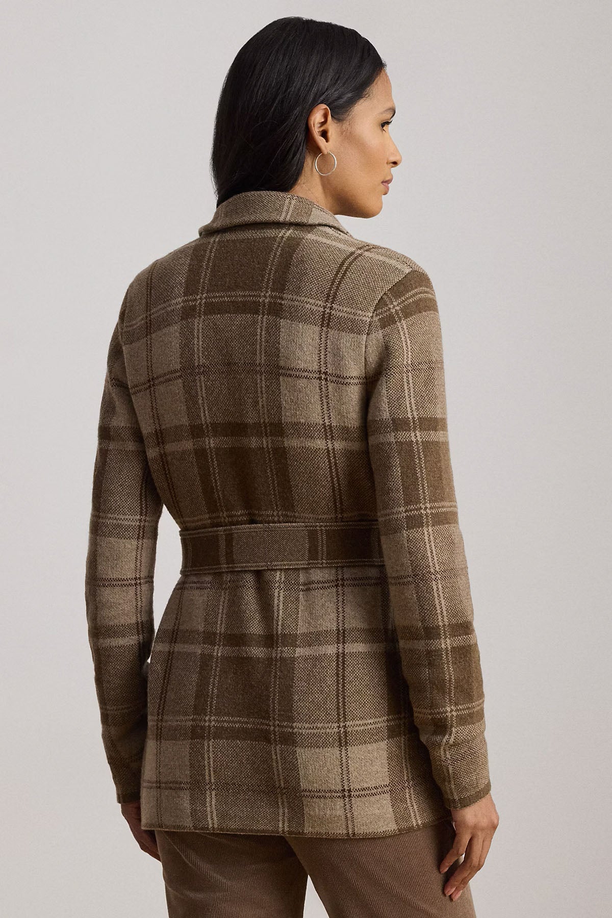 Polo Ralph Lauren Ekose Desenli Kemerli Kaşmir Yün Ceket