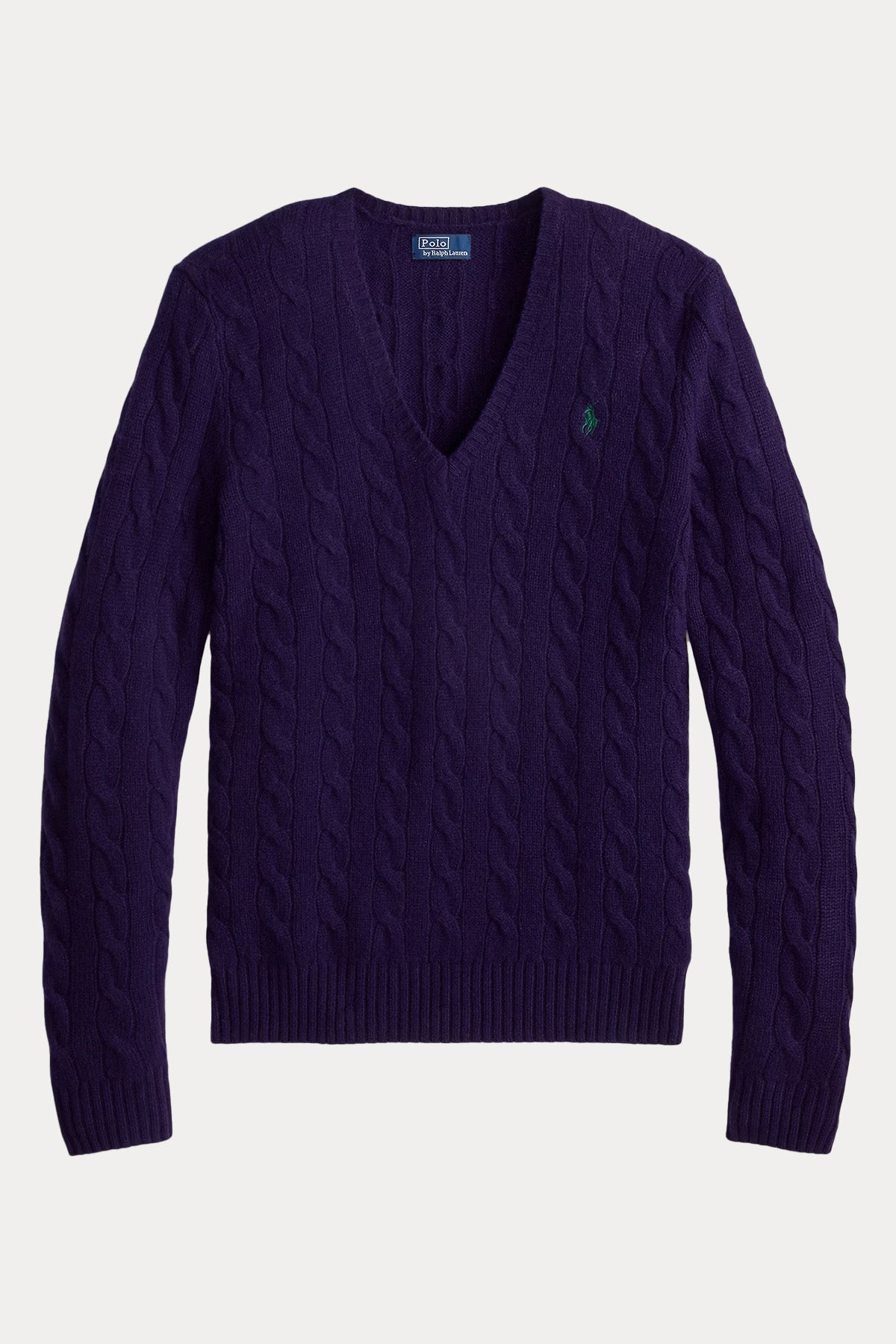 Polo Ralph Lauren Slim Fit V Yaka Saç Örgü Kaşmir Yün Triko