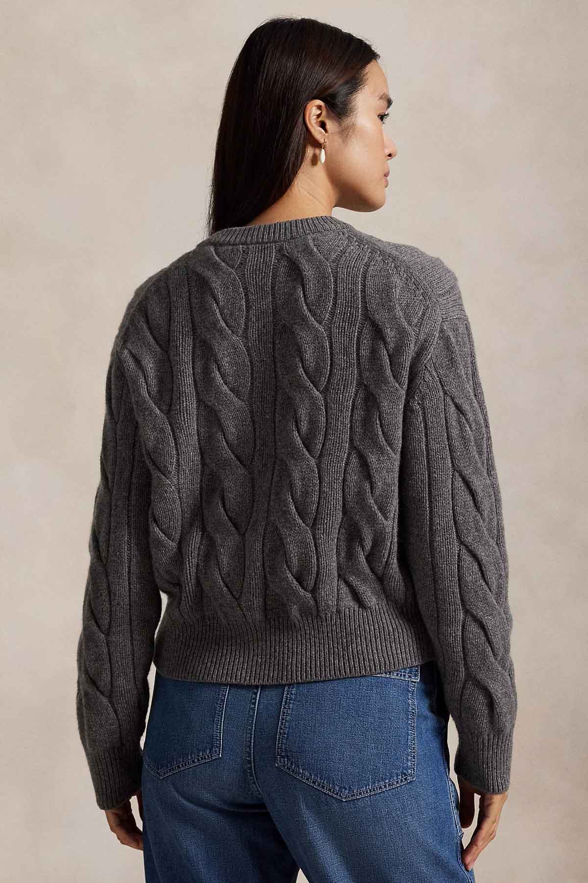 Polo Ralph Lauren Relaxed Fit Saç Örgü Kaşmir Yün Triko Ceket