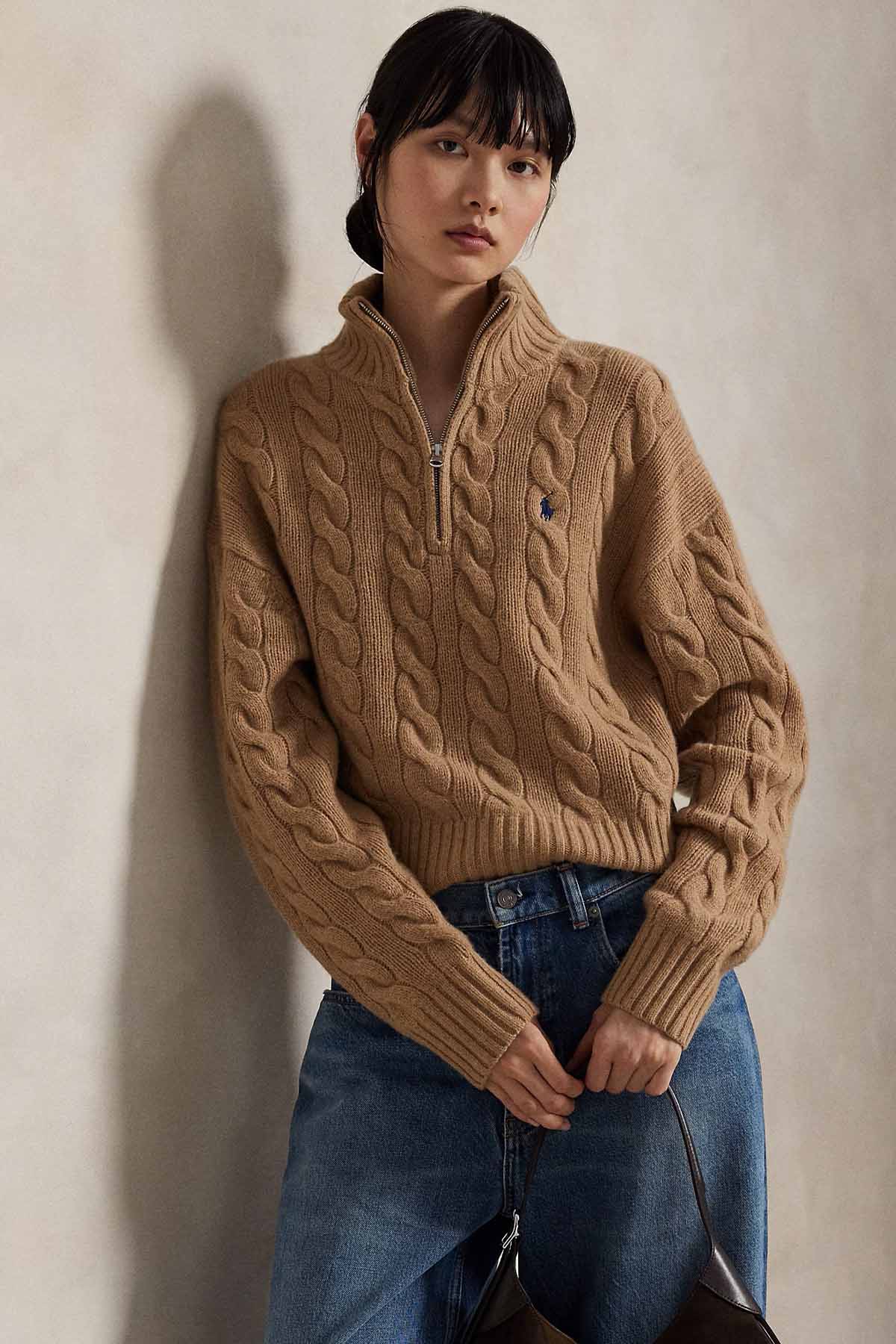 Polo Ralph Lauren Relaxed Fit Perkins Yaka Saç Örgü Kaşmir Yün Triko