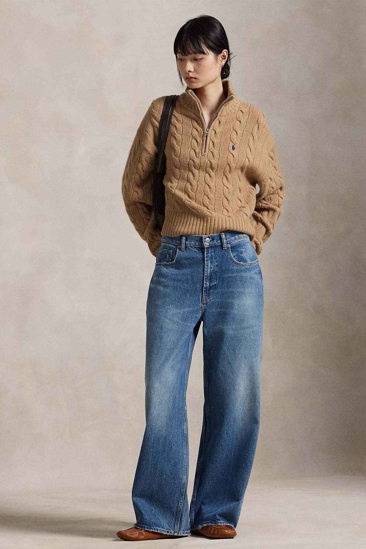 Polo Ralph Lauren Relaxed Fit Perkins Yaka Saç Örgü Kaşmir Yün Triko