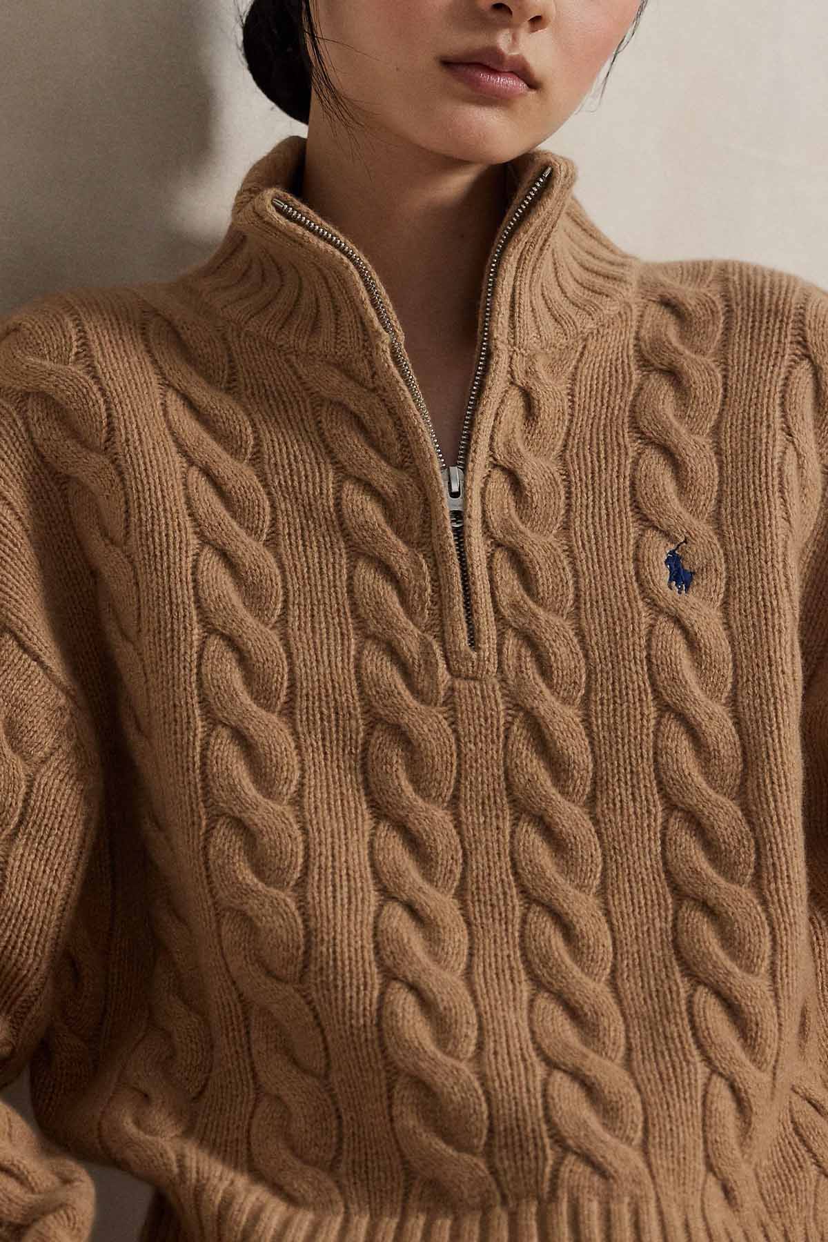 Polo Ralph Lauren Relaxed Fit Perkins Yaka Saç Örgü Kaşmir Yün Triko