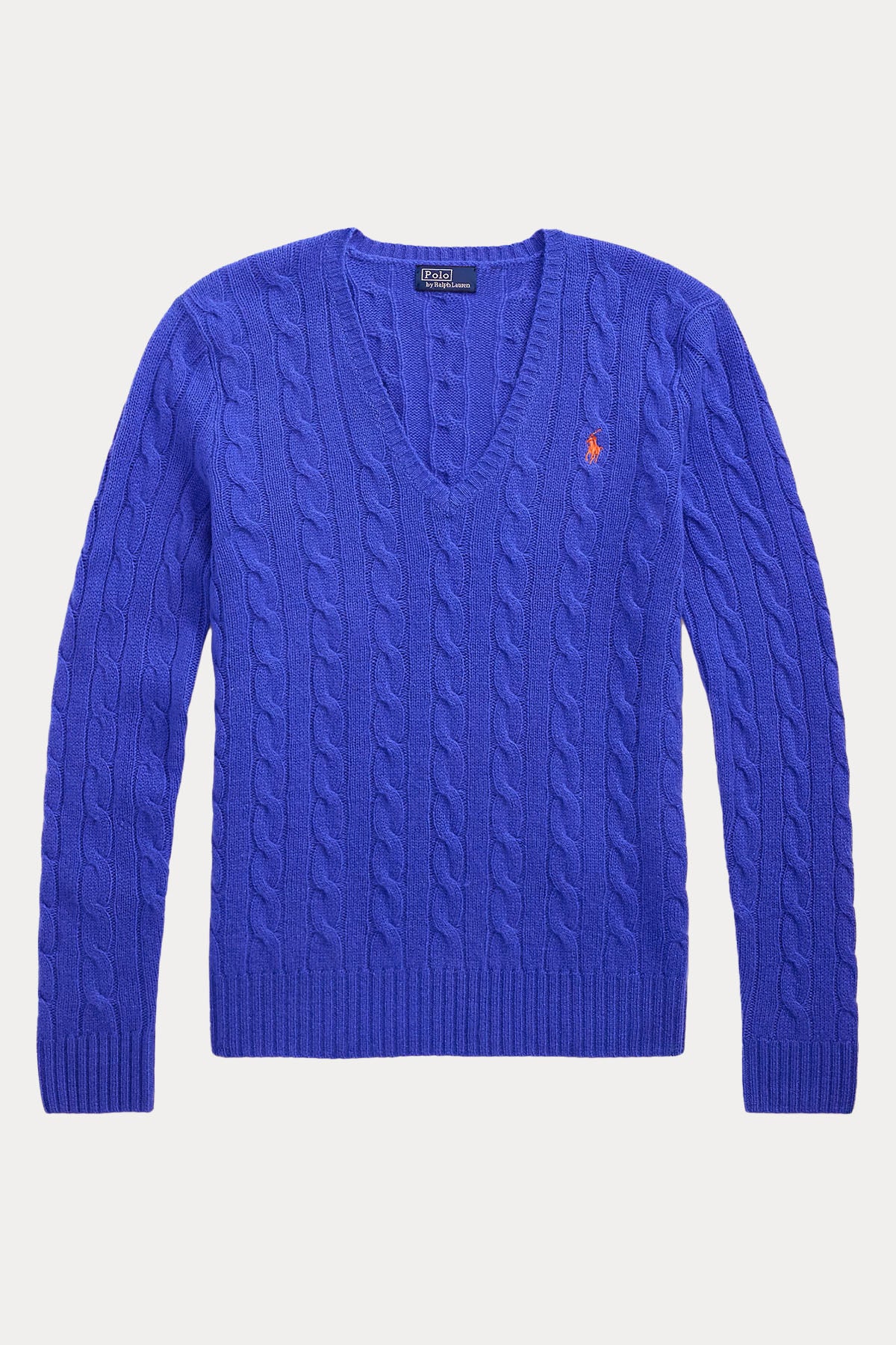 Polo Ralph Lauren Slim Fit V Yaka Saç Örgü Kaşmir Yün Triko