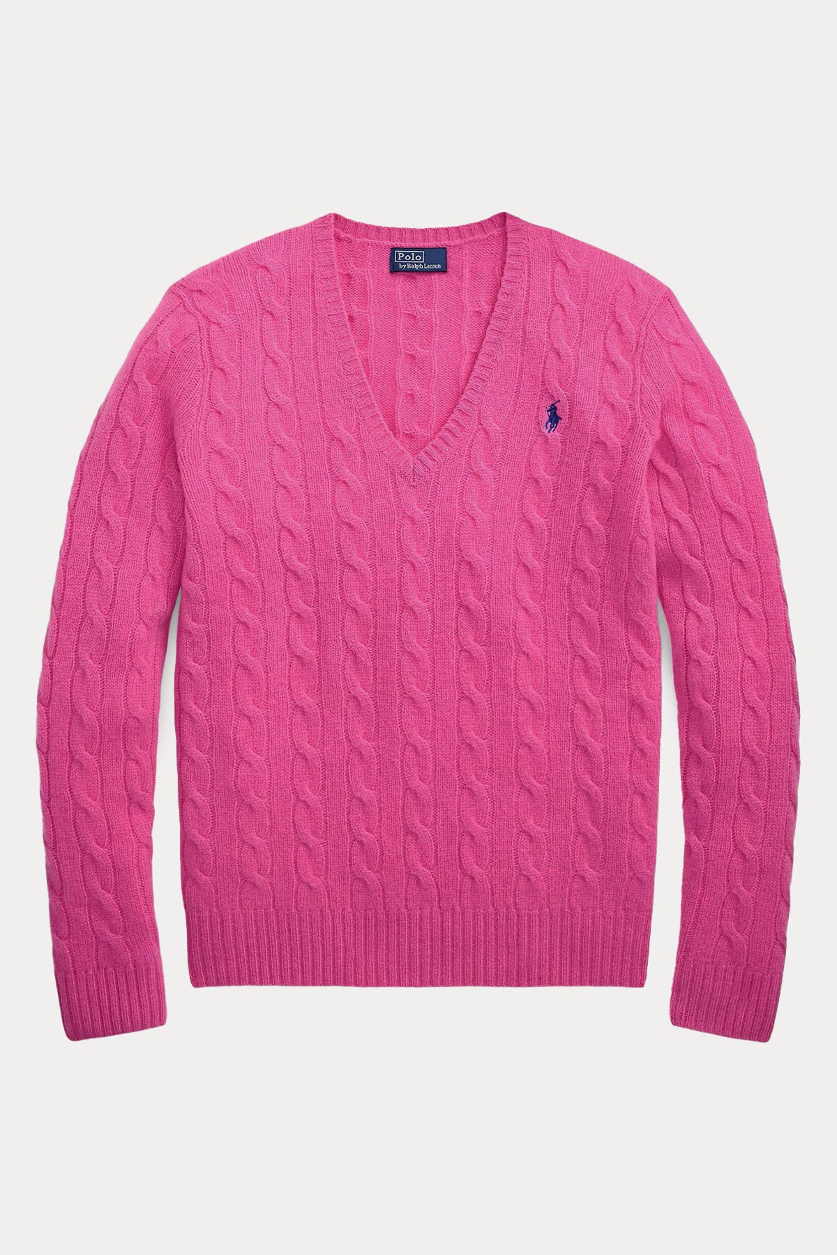 Polo Ralph Lauren Slim Fit V Yaka Saç Örgü Kaşmir Yün Triko