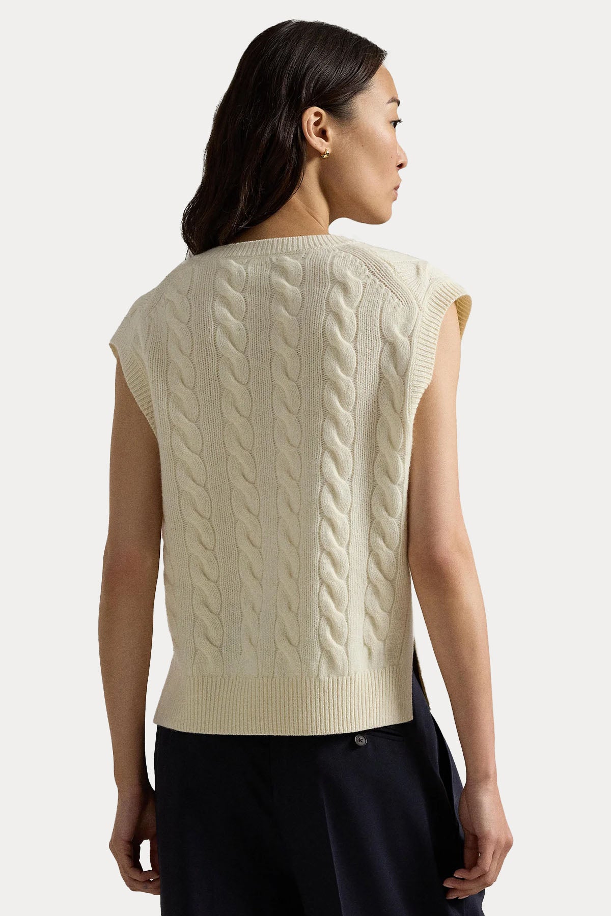 Polo Ralph Lauren Relaxed Fit V Yaka Saç Örgü Kaşmir Yün Triko