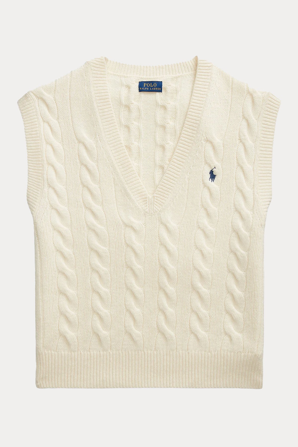 Polo Ralph Lauren Relaxed Fit V Yaka Saç Örgü Kaşmir Yün Triko