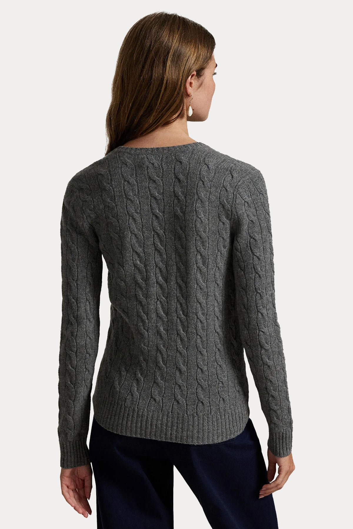 Polo Ralph Lauren Slim Fit V Yaka Saç Örgü Kaşmir Yün Triko