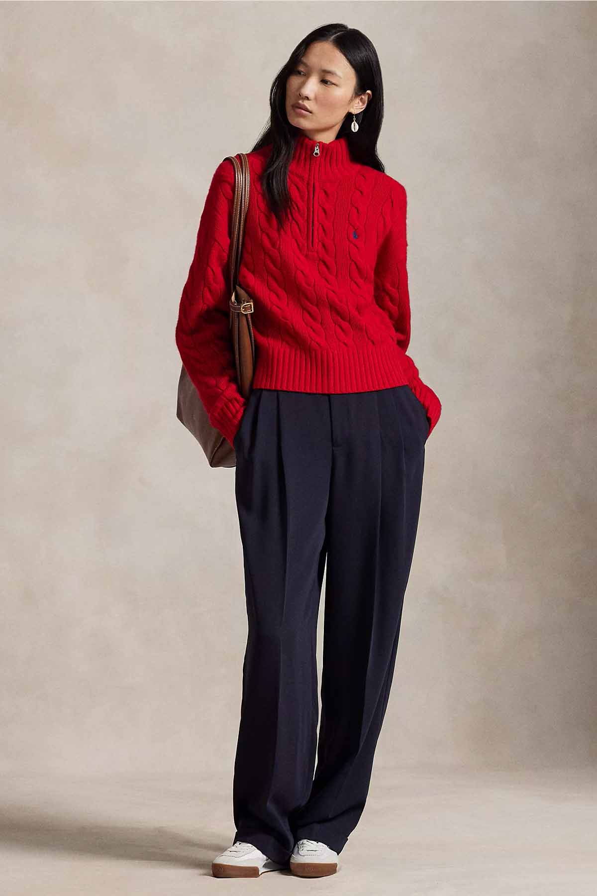 Polo Ralph Lauren Relaxed Fit Perkins Yaka Saç Örgü Kaşmir Yün Triko