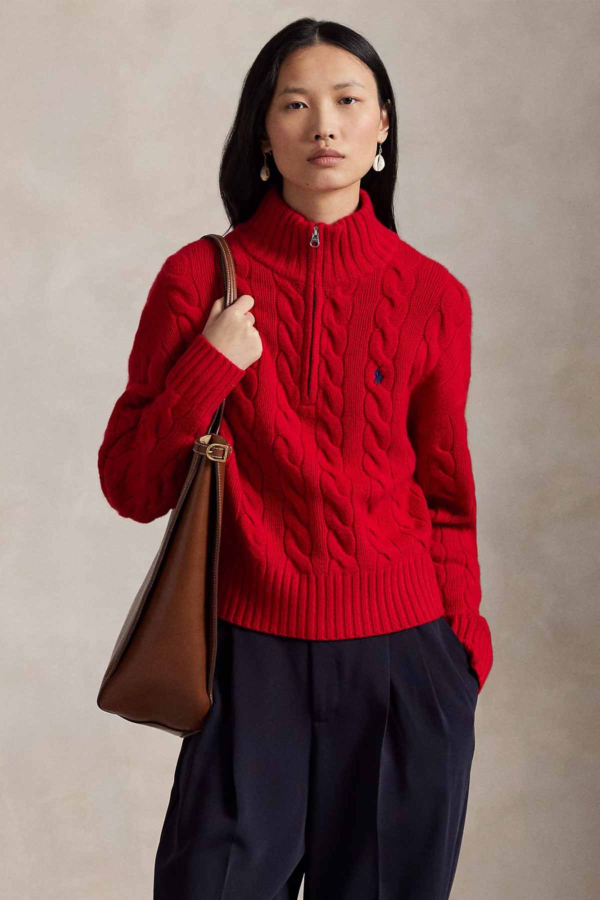 Polo Ralph Lauren Relaxed Fit Perkins Yaka Saç Örgü Kaşmir Yün Triko