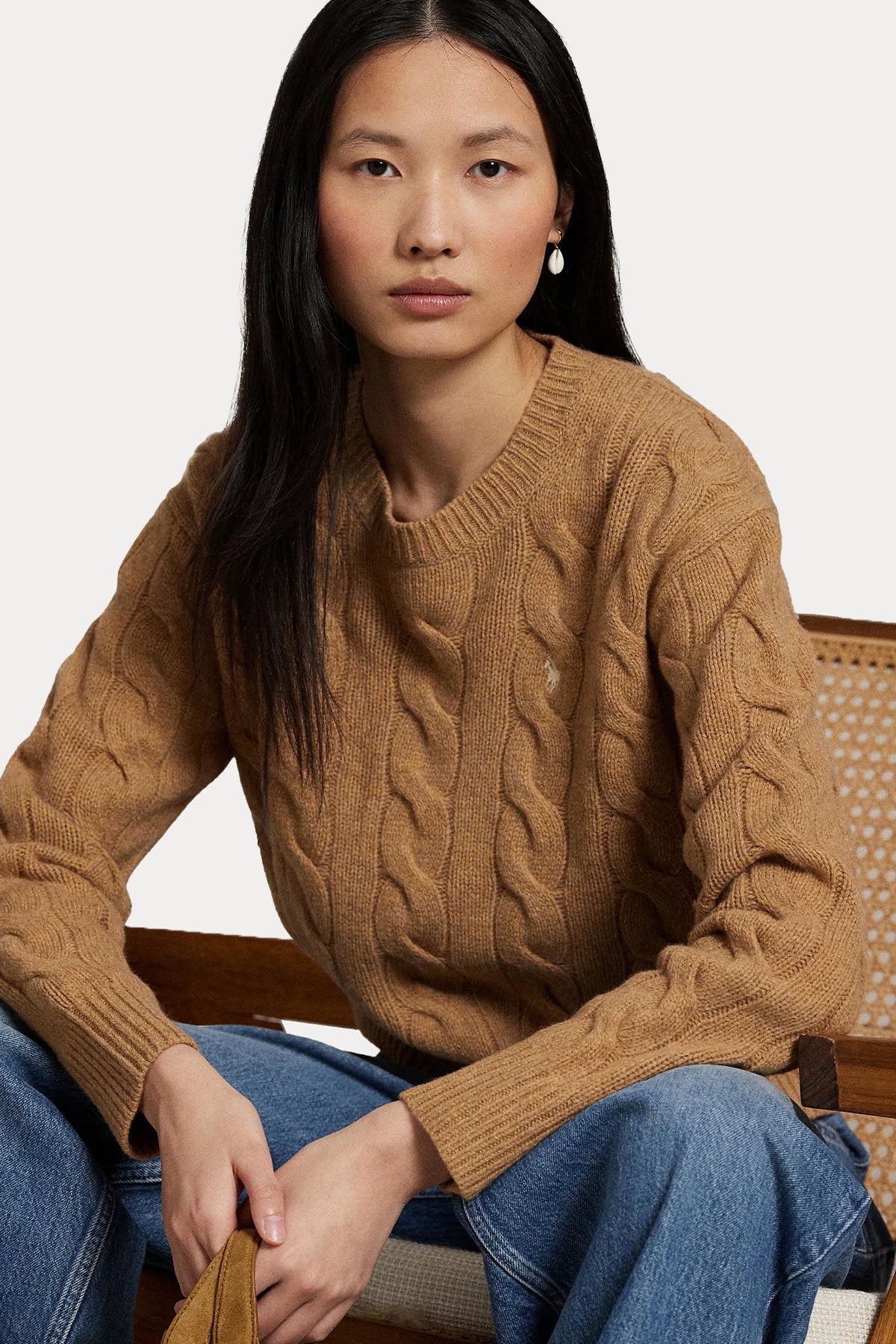 Polo Ralph Lauren Relaxed Fit Saç Örgü Kaşmir Yün Triko