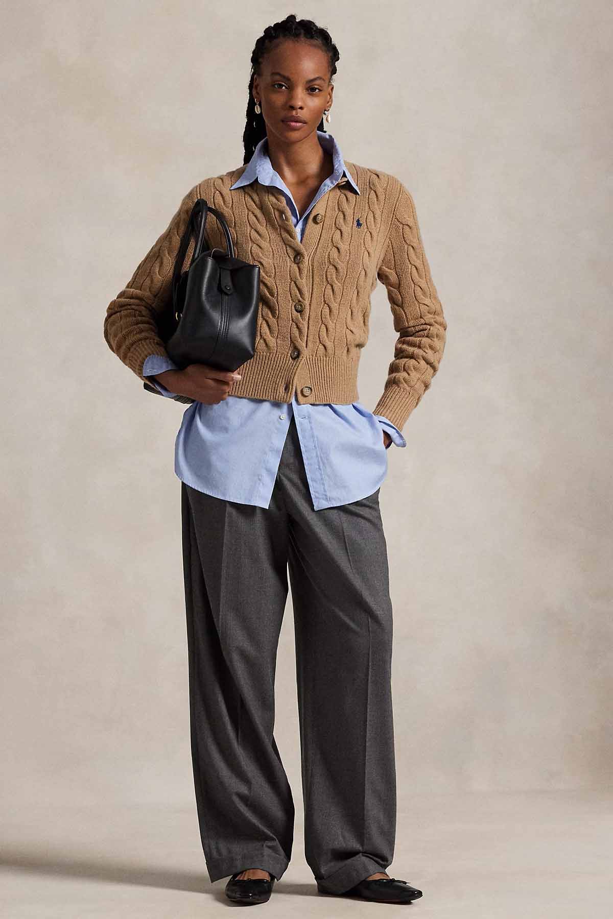 Polo Ralph Lauren Slim Fit Saç Örgü Kaşmir Yün Triko Ceket