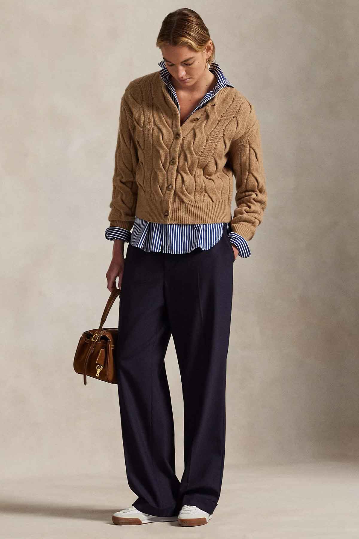 Polo Ralph Lauren Relaxed Fit Saç Örgü Kaşmir Yün Triko Ceket