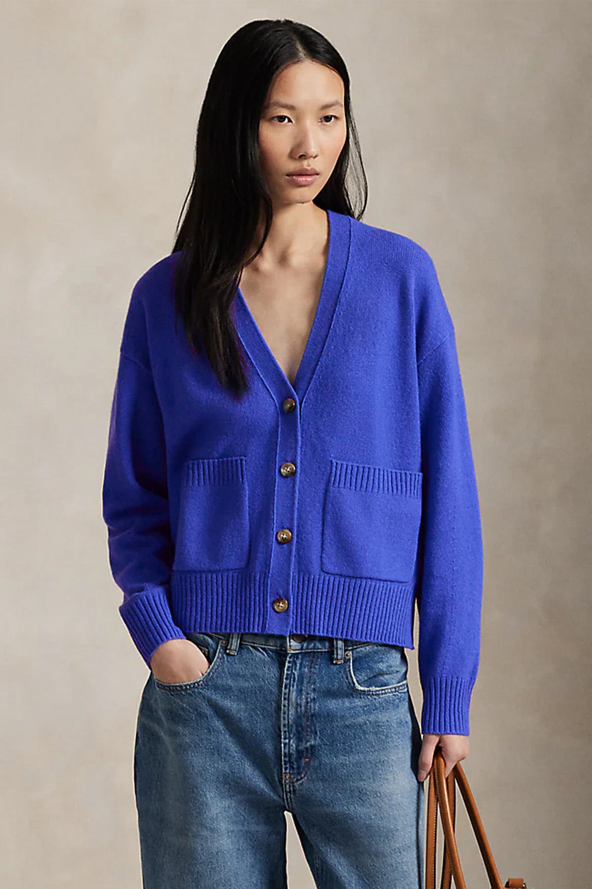 Polo Ralph Lauren V Yaka Kaşmir Örgü Yün Triko Ceket