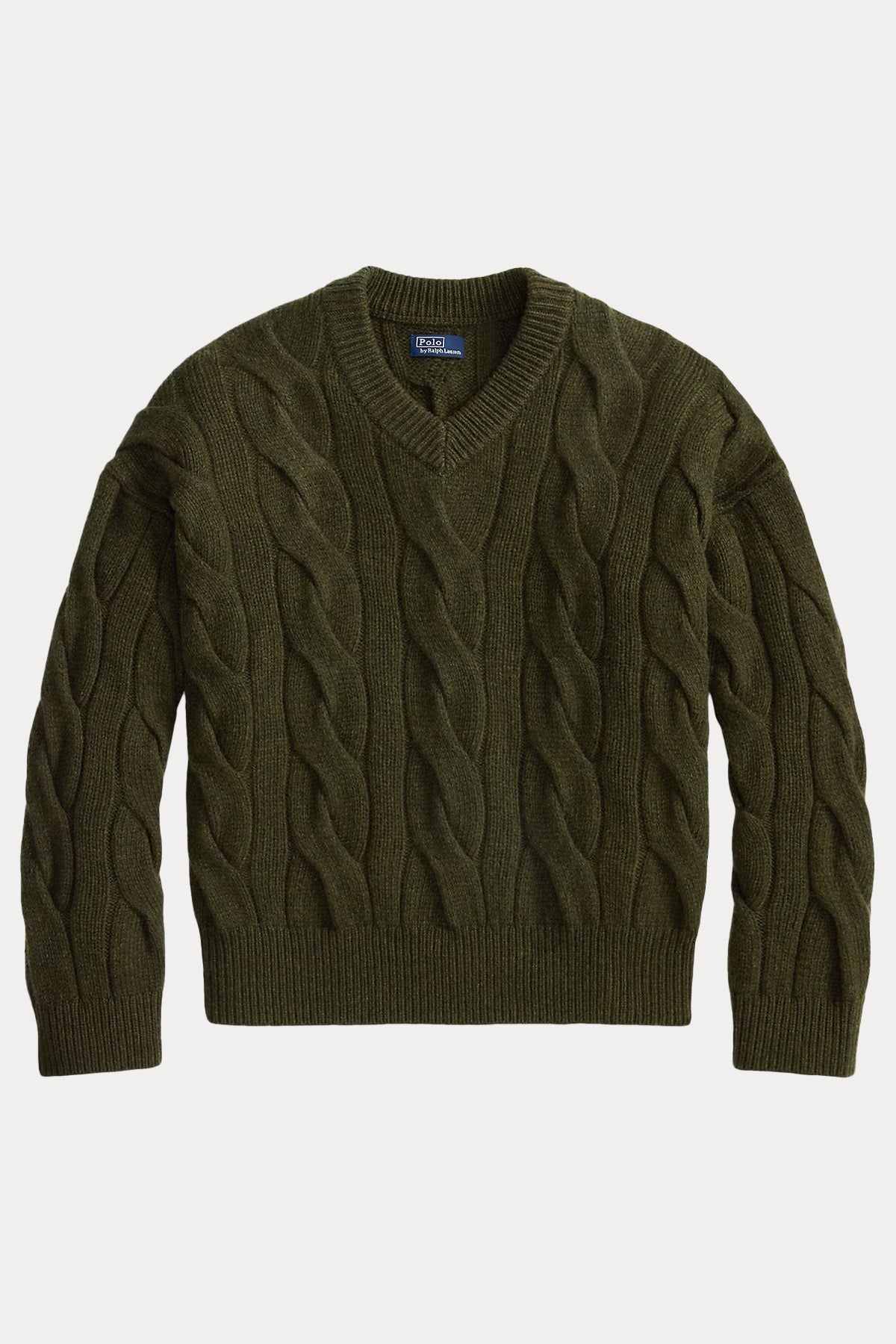 Polo Ralph Lauren Relaxed Fit V Yaka Saç Örgü Kaşmir Yün Triko