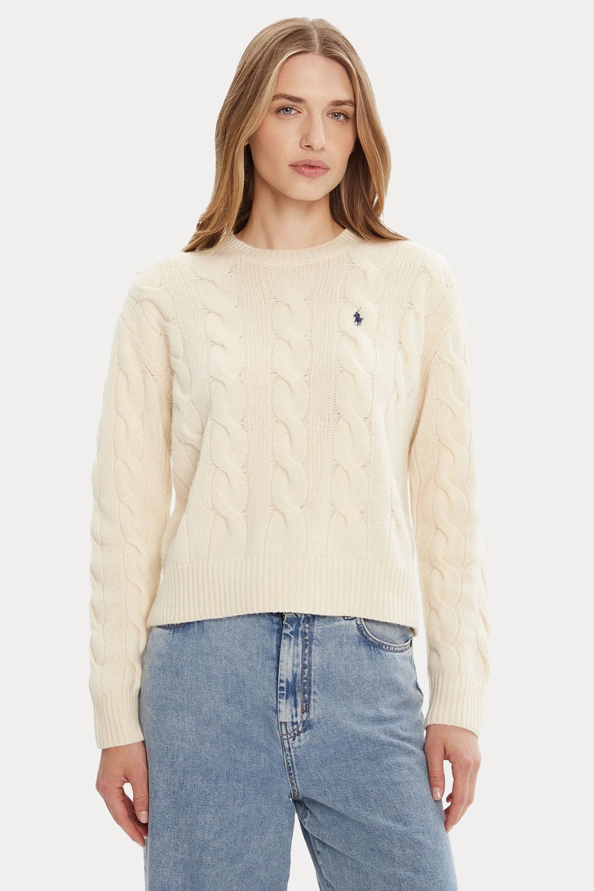 Polo Ralph Lauren Relaxed Fit Saç Örgü Kaşmir Yün Triko