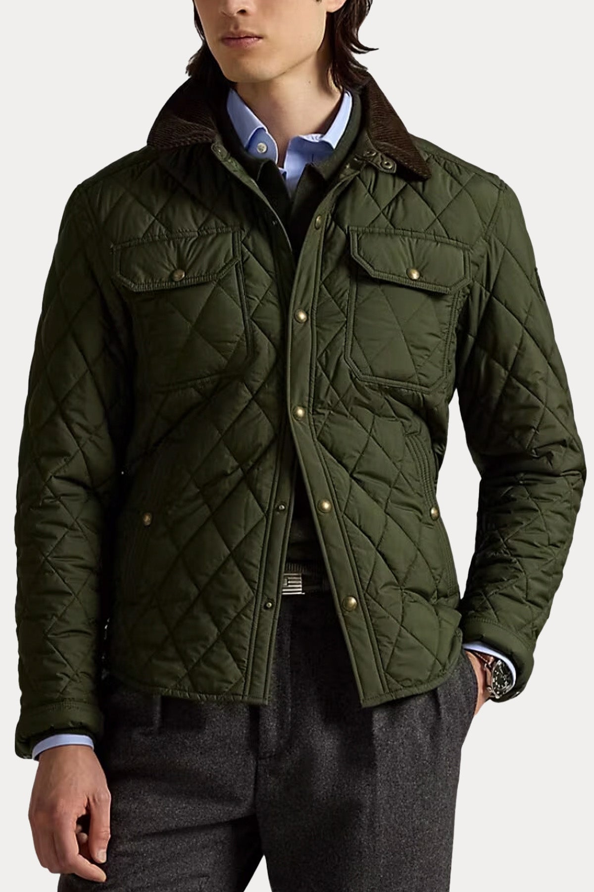 Polo Ralph Lauren Fitilli Kadife Yaka Kapitone Desenli Ceket